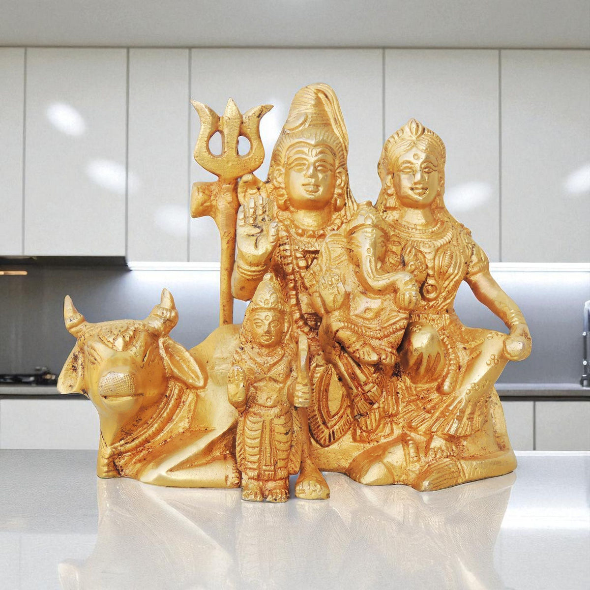 Brass Showpiece Shiv Parivar With Nandi Statue - 6*3*5 Inch (BS754 A)