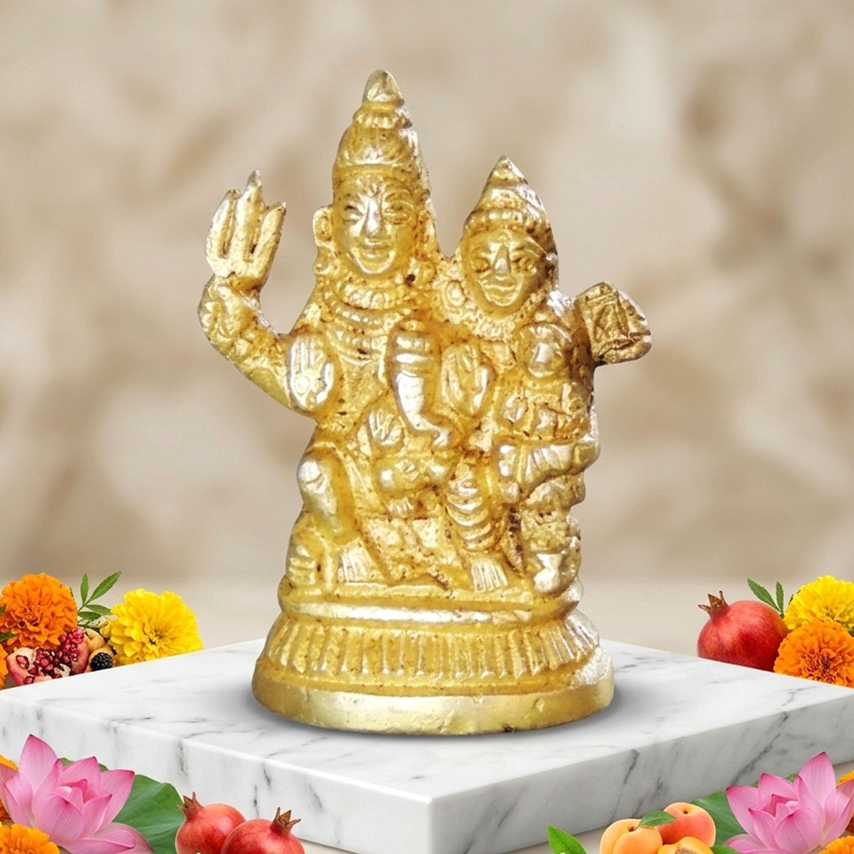 Brass Showpiece Shiv Parivar Colour Idol Statue  - 1*1*2 inch (BS760 X)
