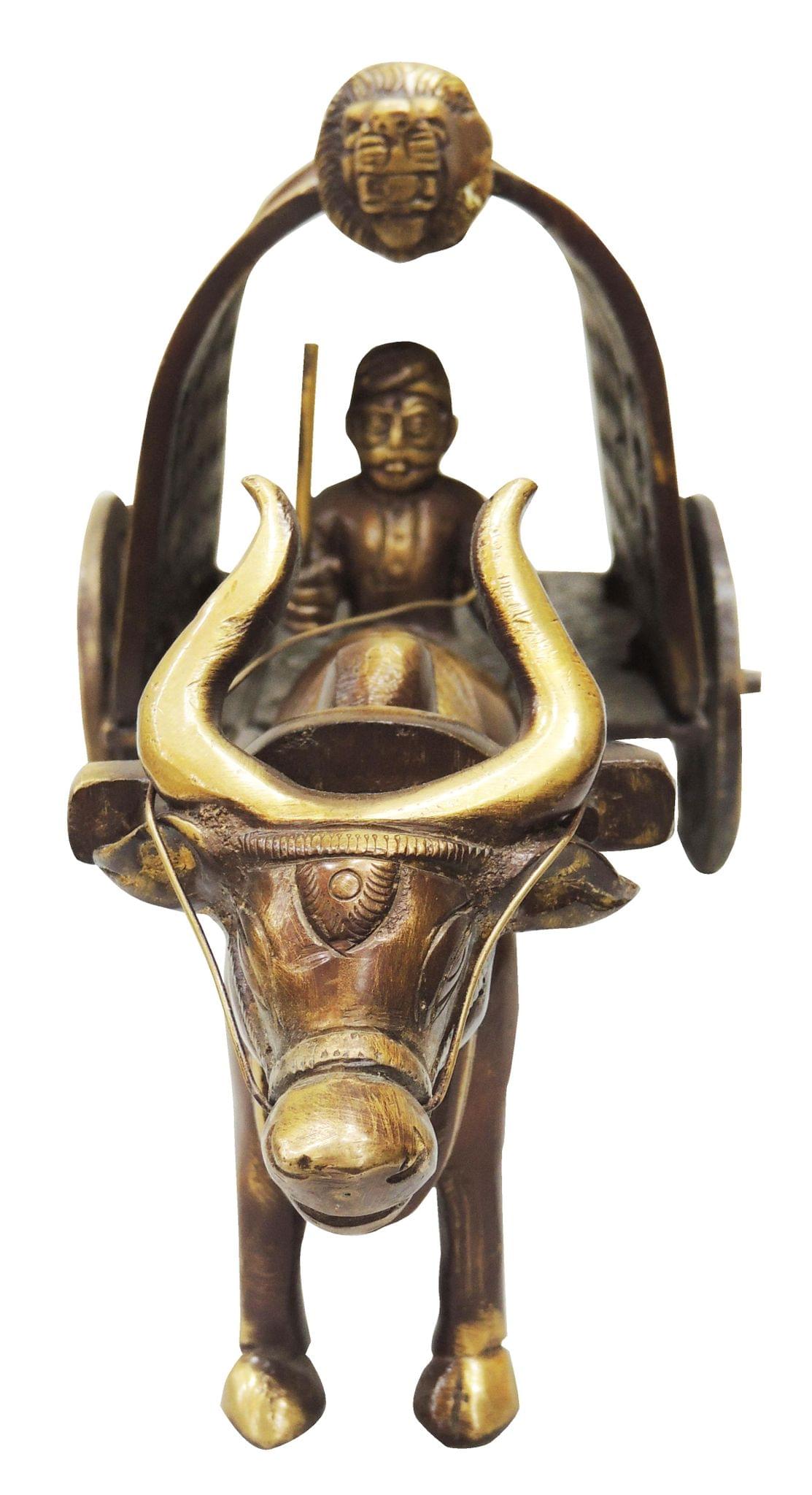 Brass Showpiece Bull Cart Statue - 13.5*6*7 Inch (BS766 A)