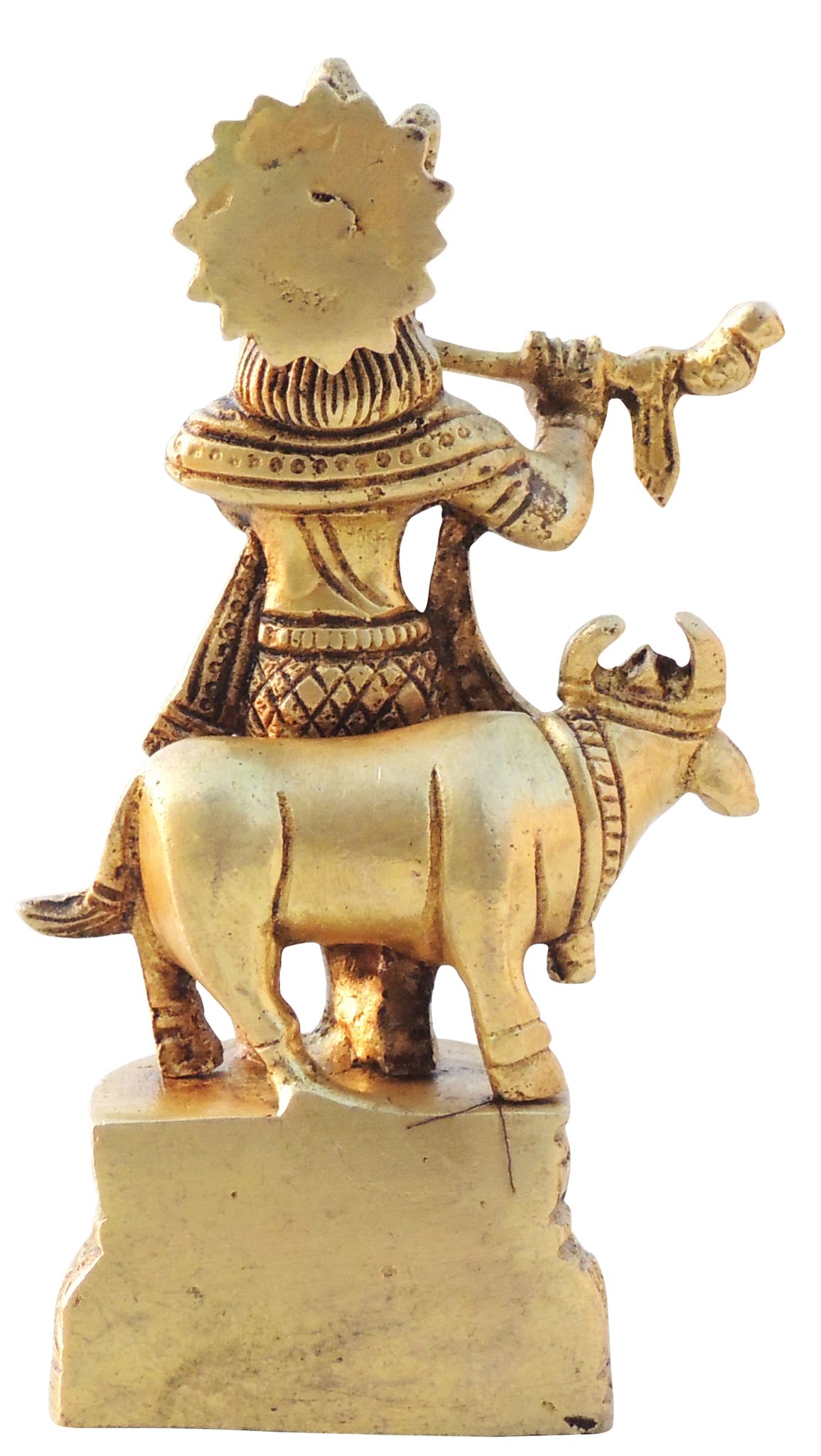 Brass Showpiece Cow Krishna Small God Idol Statue - 2.5*1.5*4.5 Inch (BS802 C)