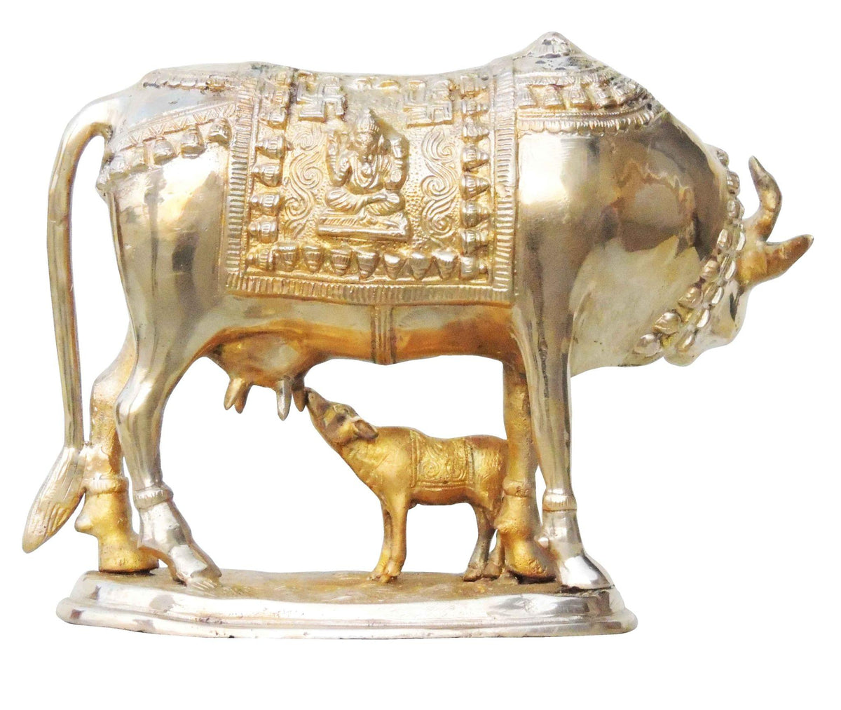 Brass Showpiece Cow With Calf Statue - 14*8*10 Inch (BS805 A)