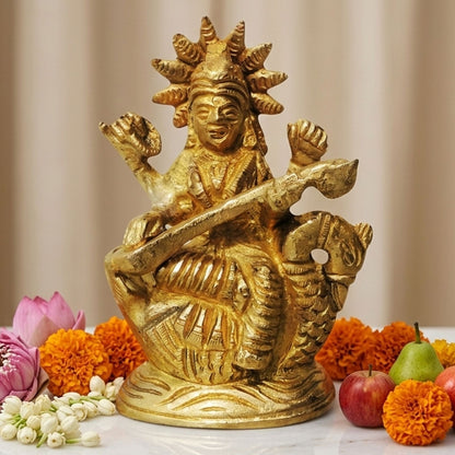 Brass Showpiece Saraswati Ji Statue - 2.5*1.5*3.5 Inch (BS816 A)