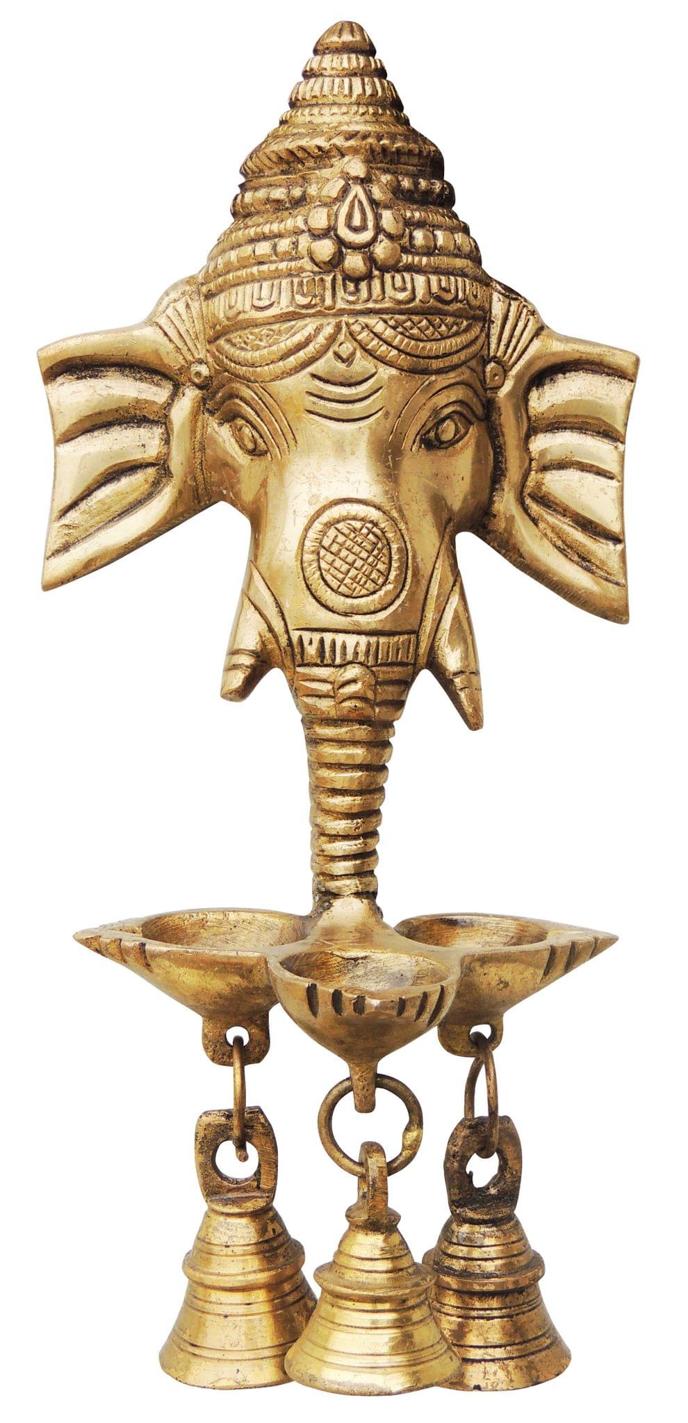 Brass Showpiece Wall Haning Ganesh Ji With Bell - 4.5*3.5*10 Inch (BS822 A)