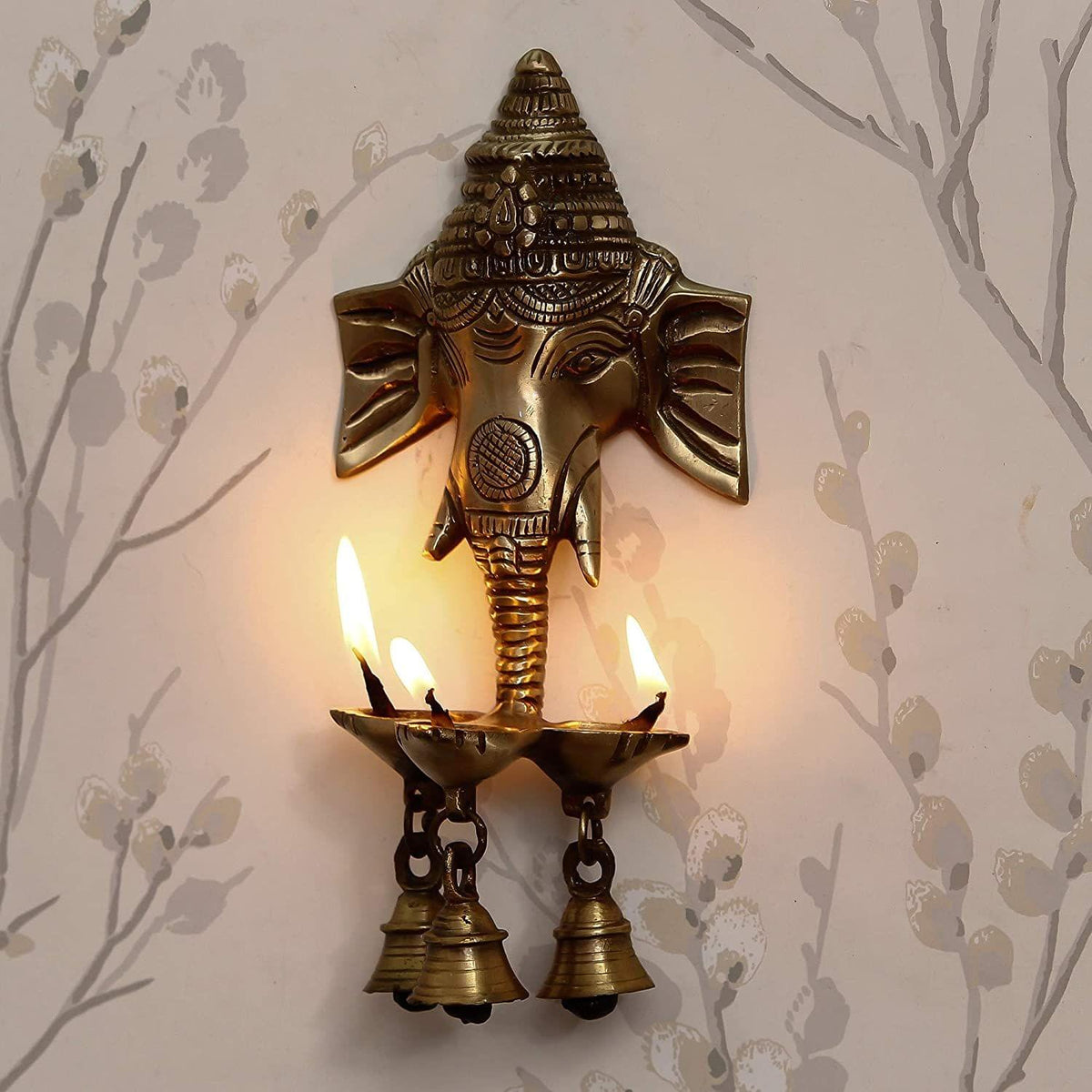 Brass Showpiece Wall Haning Ganesh Ji With Bell - 4.5*3.5*10 Inch (BS822 A)