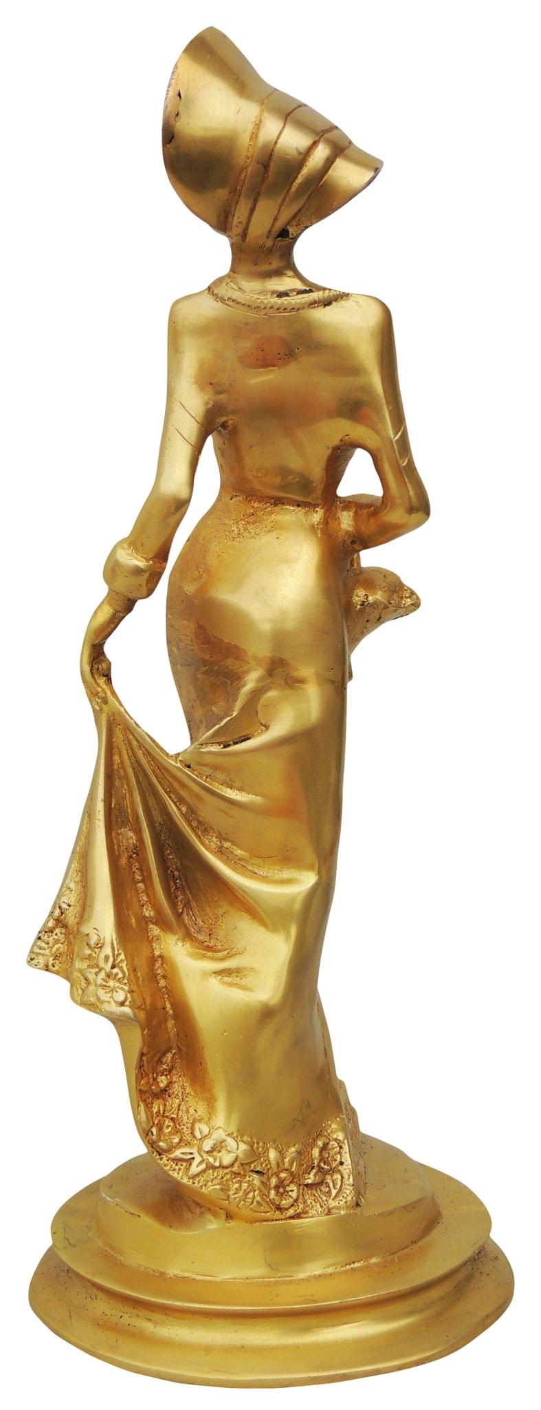 Brass Showpiece Lady Statue - 5.5*5.5*14 Inch (BS853 A)
