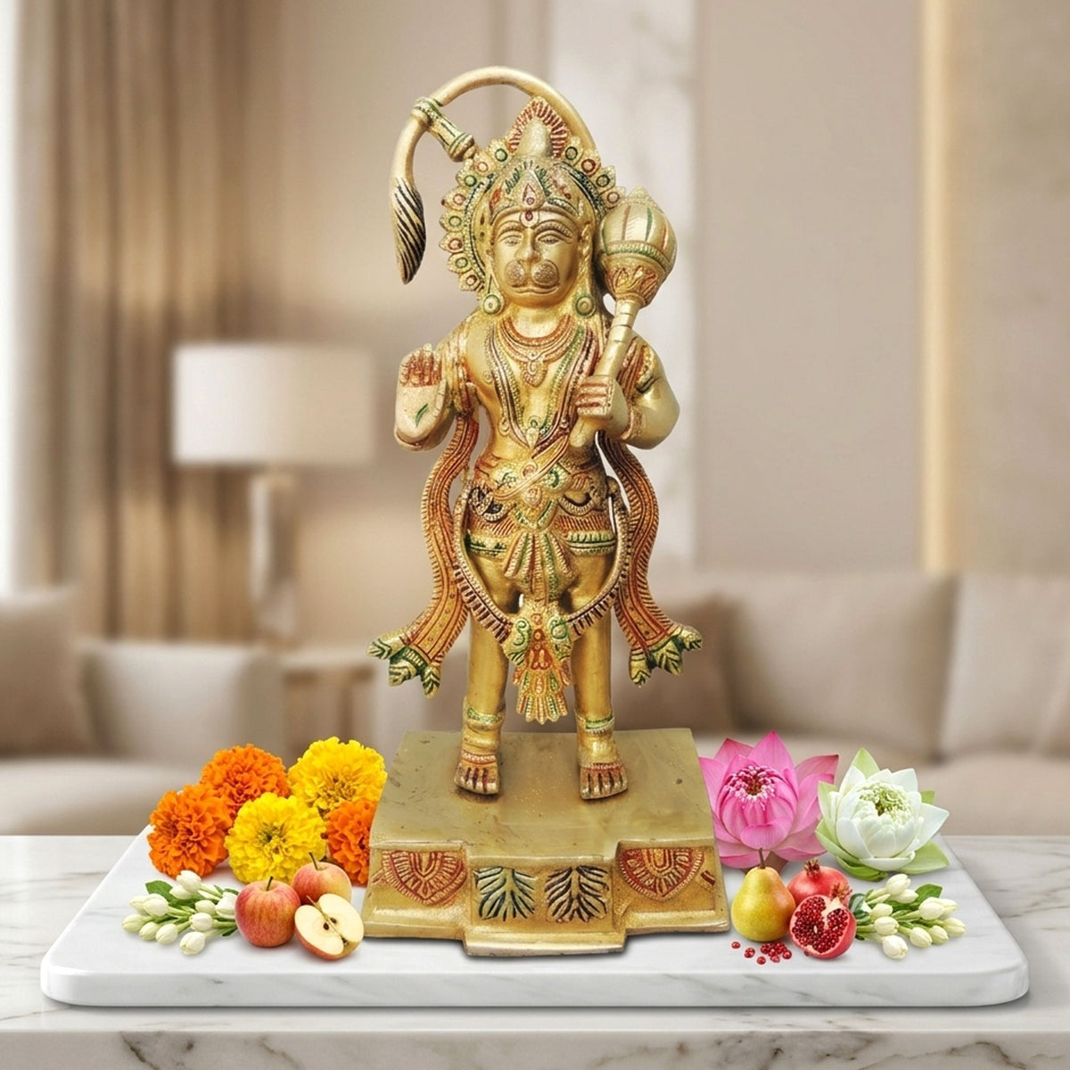 Brass Showpiece Hanuman statnding Statue - 4.8*3.3*10.5 Inch (BS885 A)