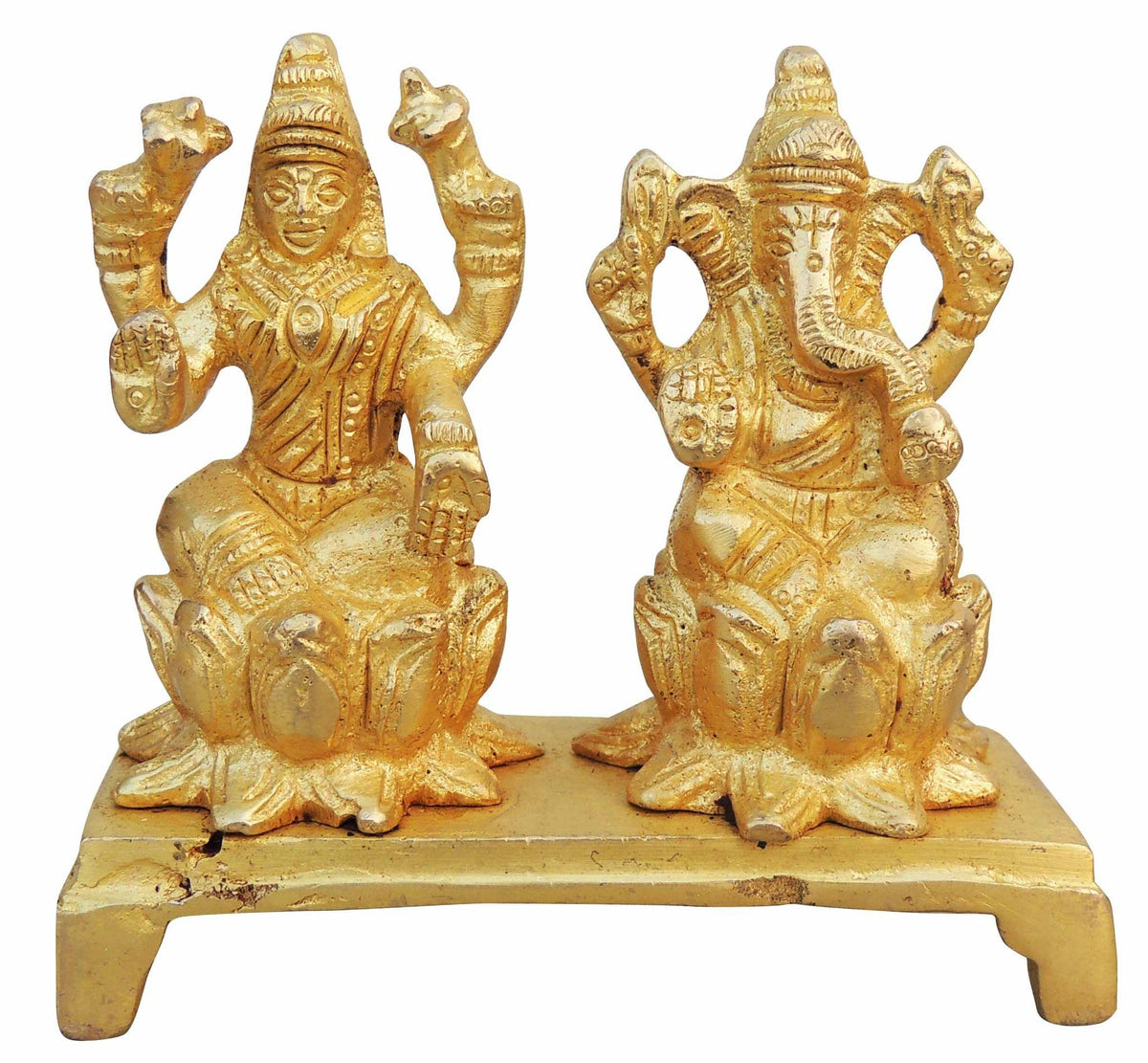 Brass Showpiece Laxmi Ganesh Statue On Same Base - 3.5*1.5*3.4 Inch (BS888 A)