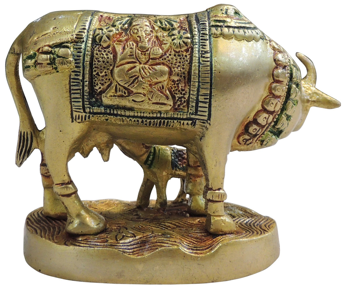 Brass Showpiece Cow & Calf God Idol Statue - 4.5*2.6*4 Inch (BS889 C)