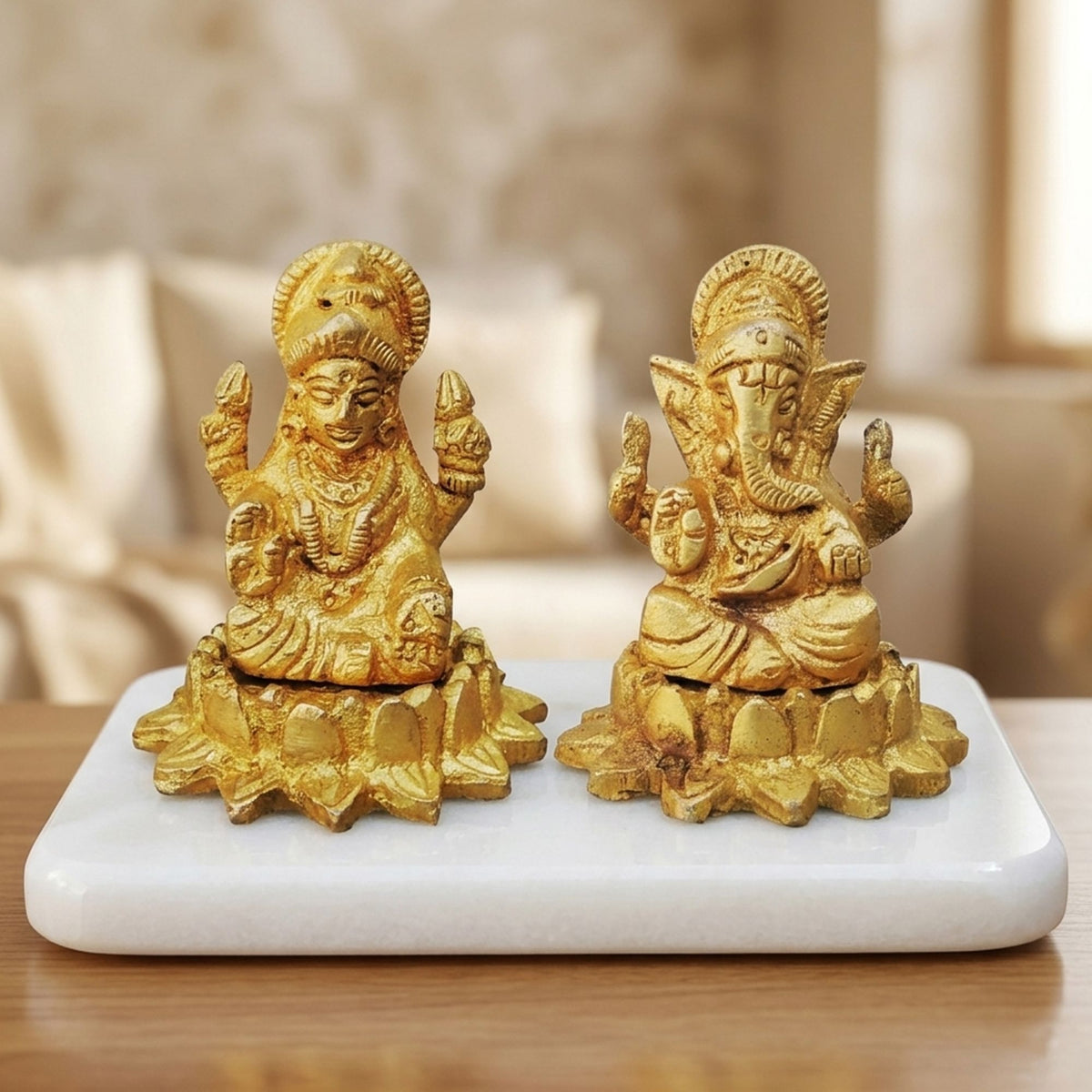 Brass Showpiece Laxmi Ganesh Pair God Idol Statue (BS892)