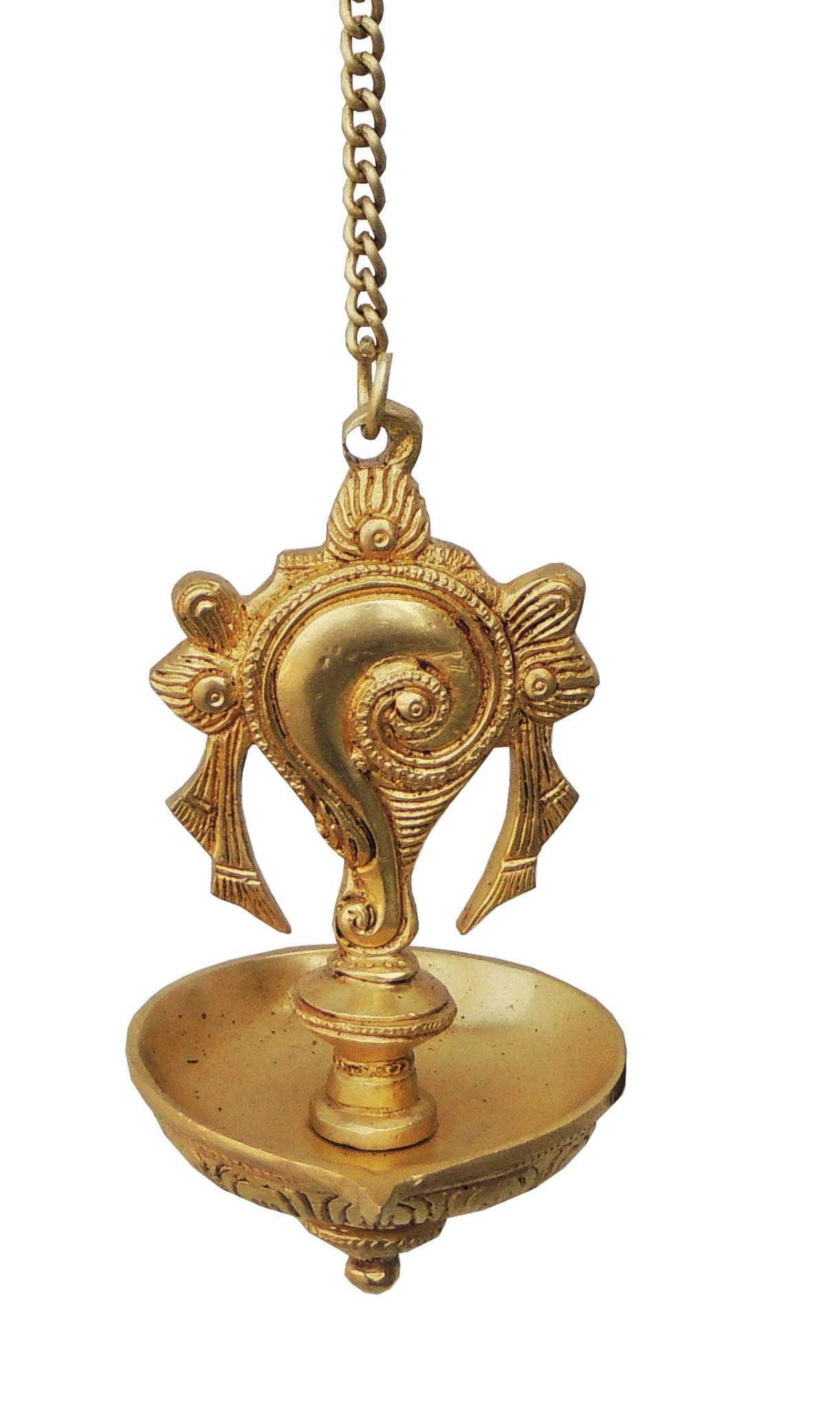 Brass Wall Hanging Shank Deepak - 3.7*3.4*10.2 Inch (BS898 A)