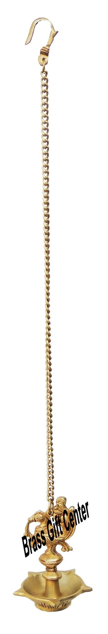 Brass Showpiece Murga Deepak With Chain Statue - 3*3*18.5 Inch (BS900 A)