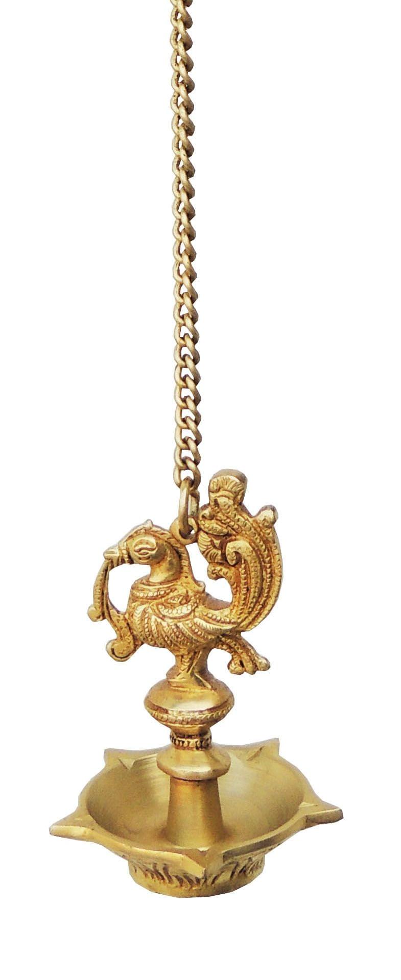 Brass Showpiece Murga Deepak With Chain Statue - 3*3*18.5 Inch (BS900 A)