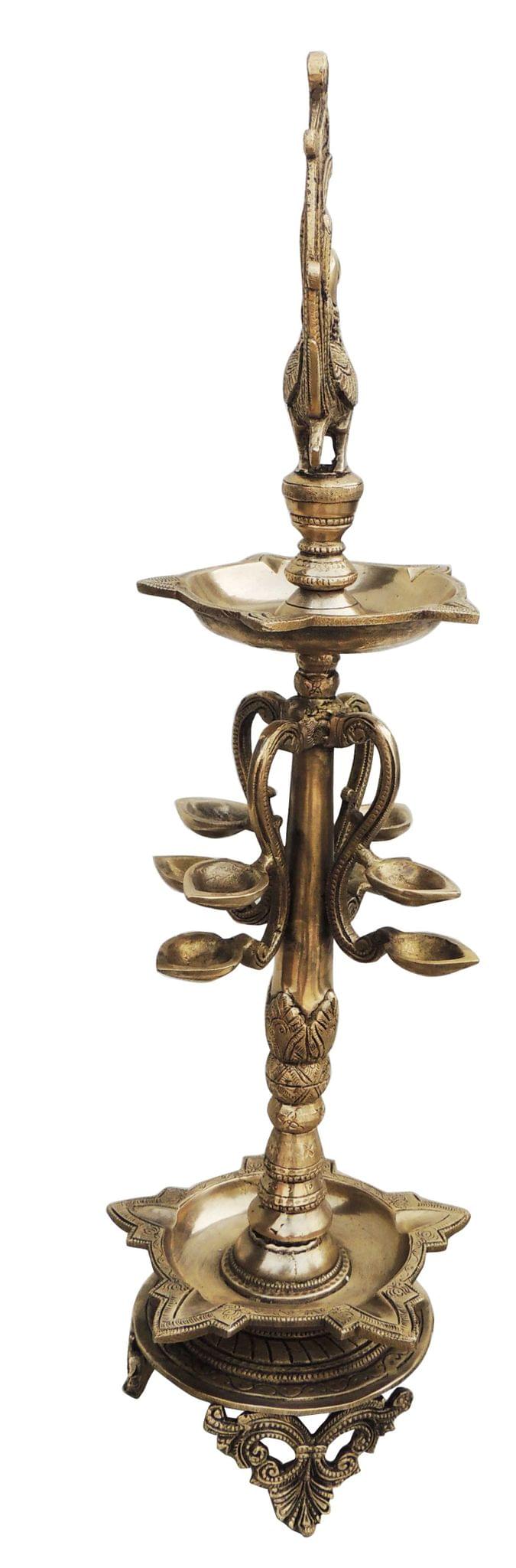 Brass Showpiece Standing Deepak With Bird Statue - 7.7*7.7*25.3 Inch (BS905 B)