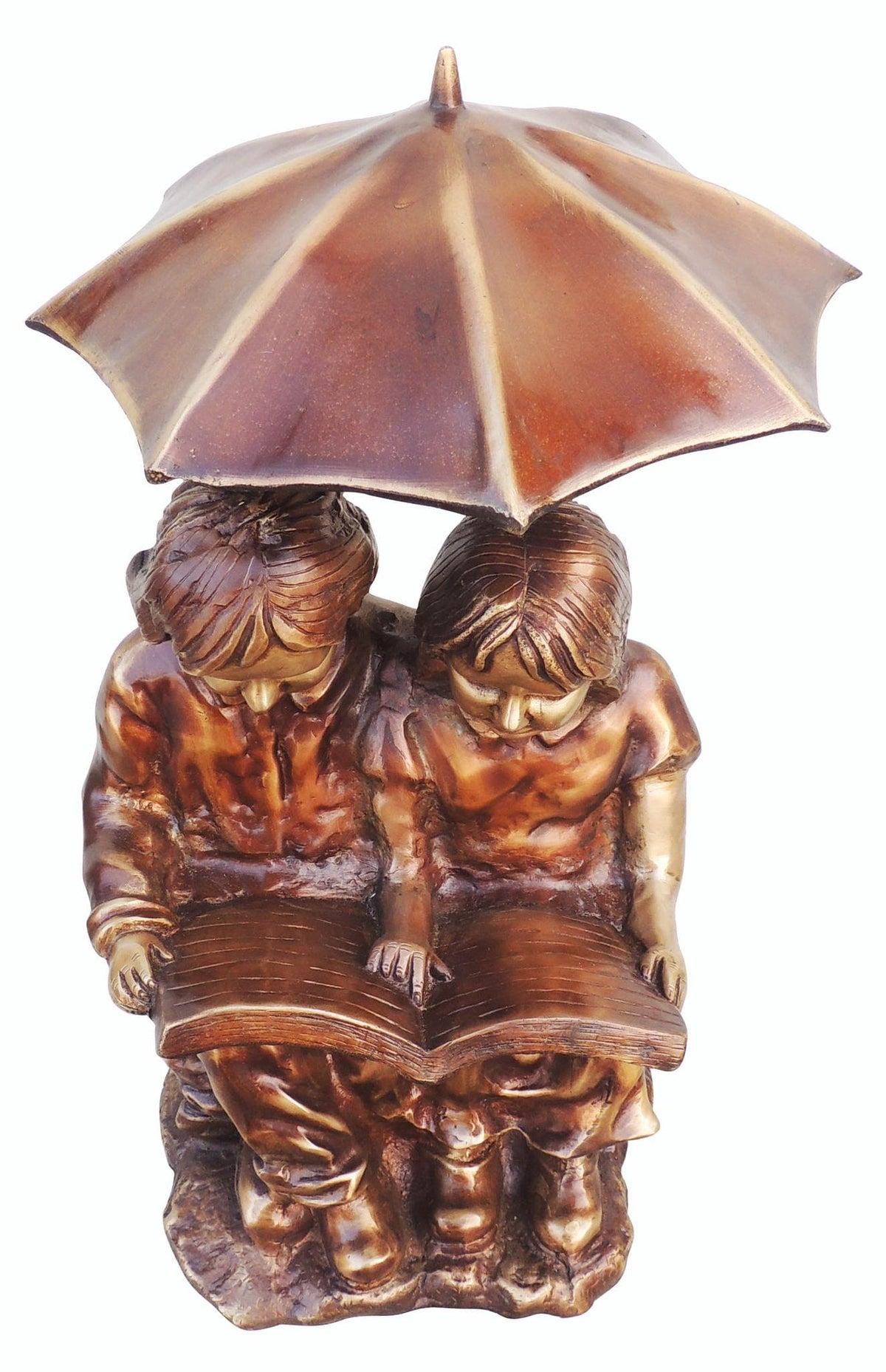 Brass Showpiece Sitting Child With Umbrella Statue - 12*11.5*20 Inch (BS924 A)