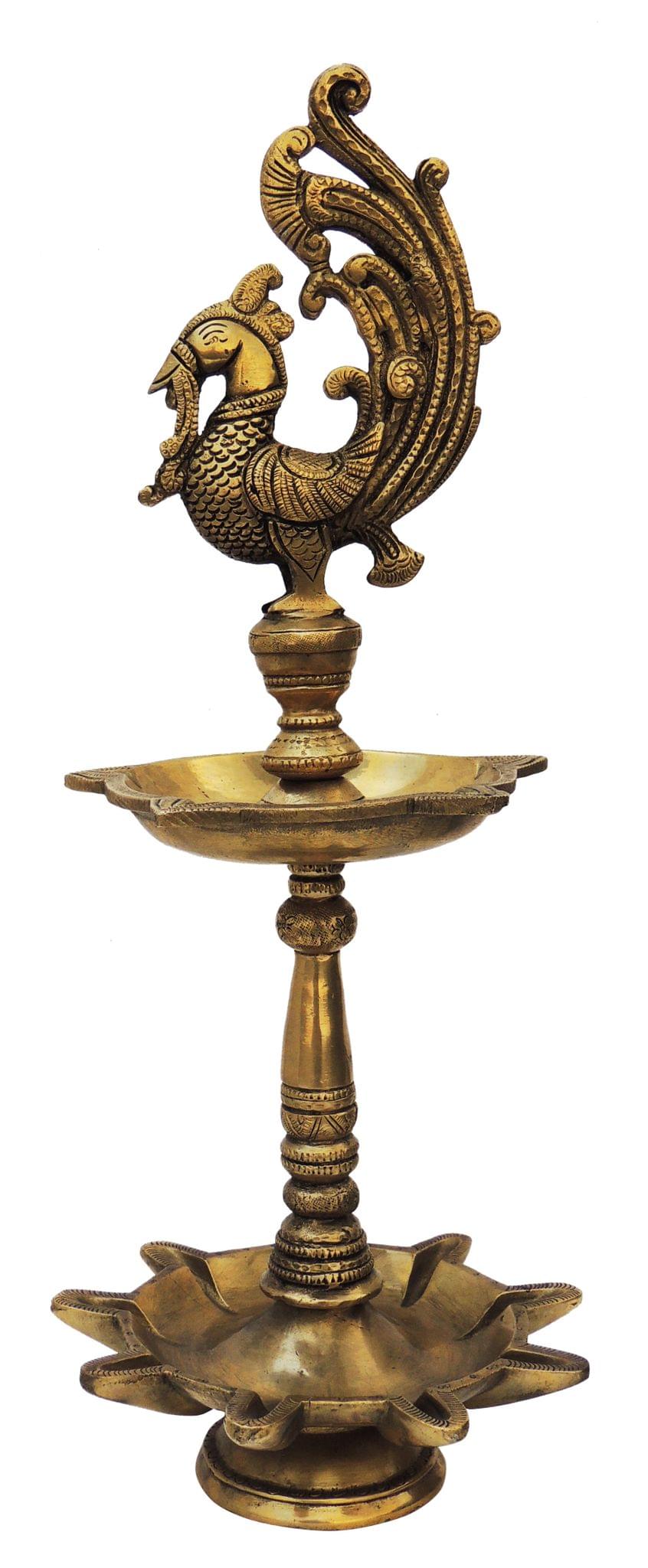 Brass Table Decor Oil Lamp, Deepak - 7*2*17.5 Inch (BS927 A)