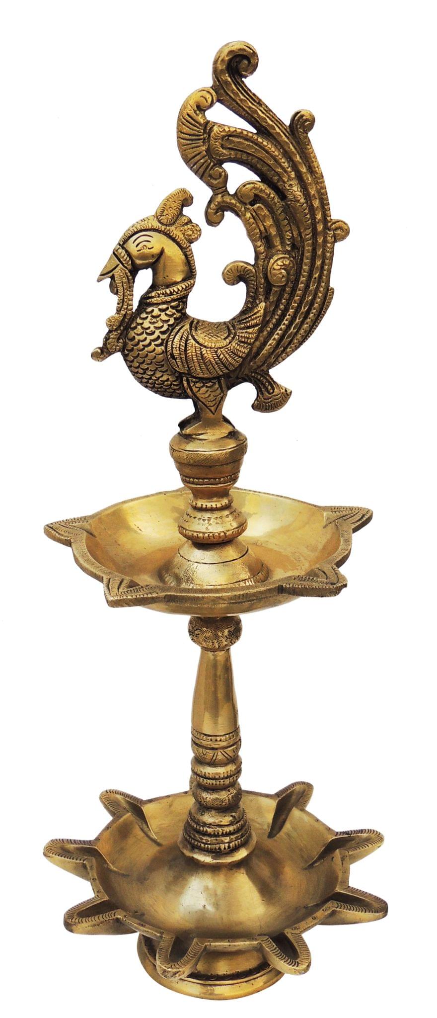 Brass Table Decor Oil Lamp, Deepak - 7*2*17.5 Inch (BS927 A)