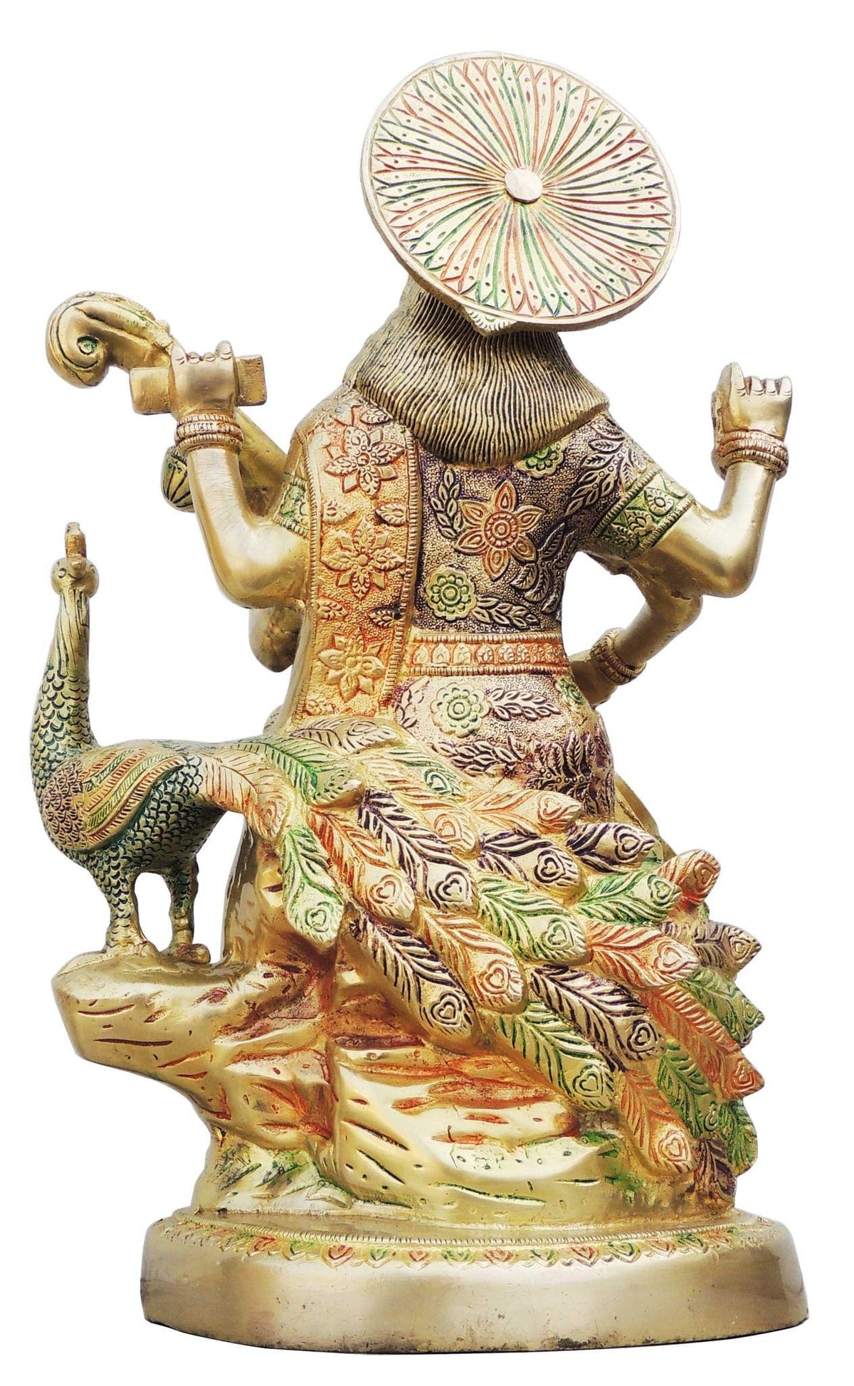Brass Showpiece Saraswati Colour Statue - 9.2*7.3*15.5 Inch (BS930 A)
