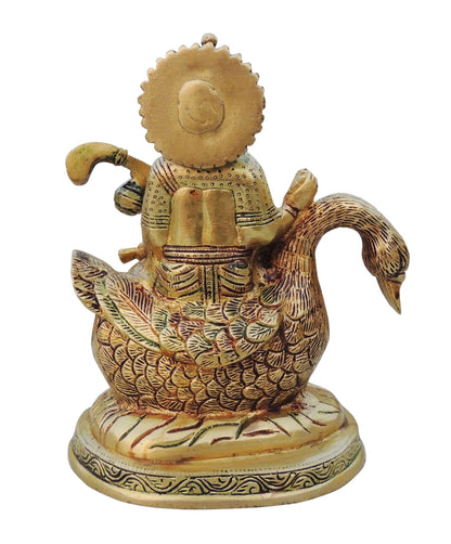Brass Showpiece Saraswati Ji on Swan God Idol Statue  - 6*4*7.2 inch (BS931 C)