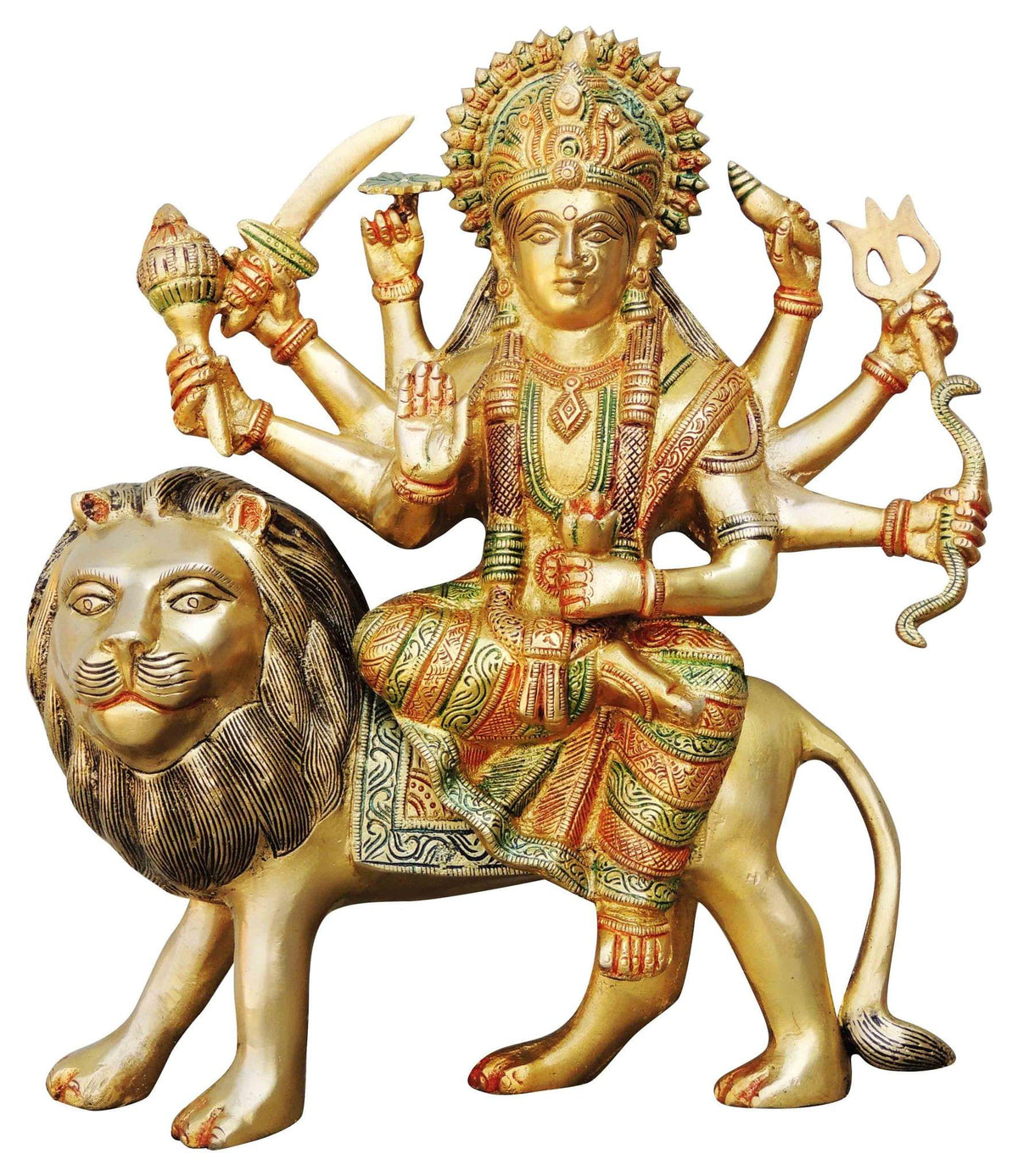 Brass Showpiece Durga Ji God Idol Statue - 11.3*4.5*12.3 inch (BS937 D)