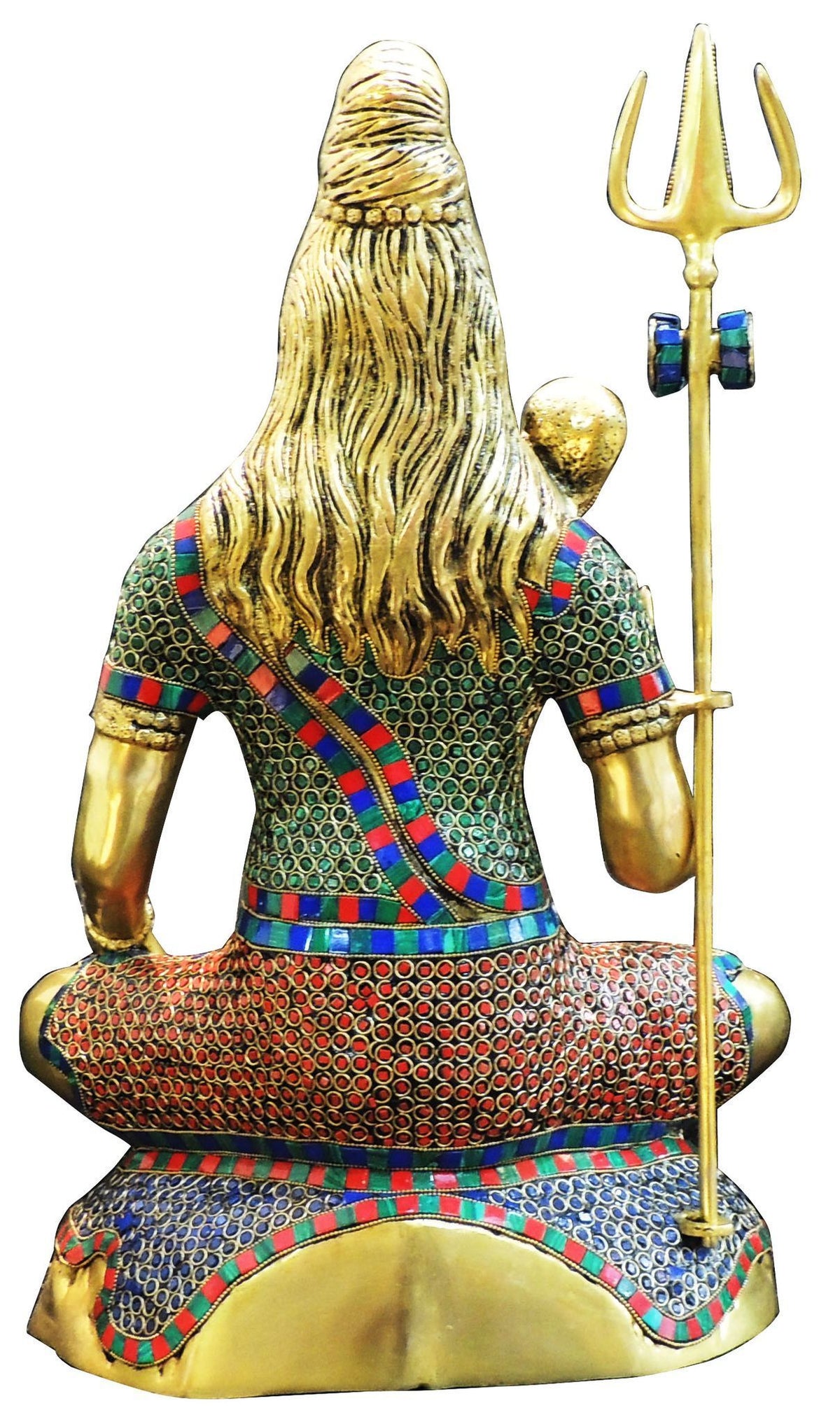 Brass Showpiece Shiv Ji Stone God Idol Statue - 14*8*21 Inch (BS947 H)