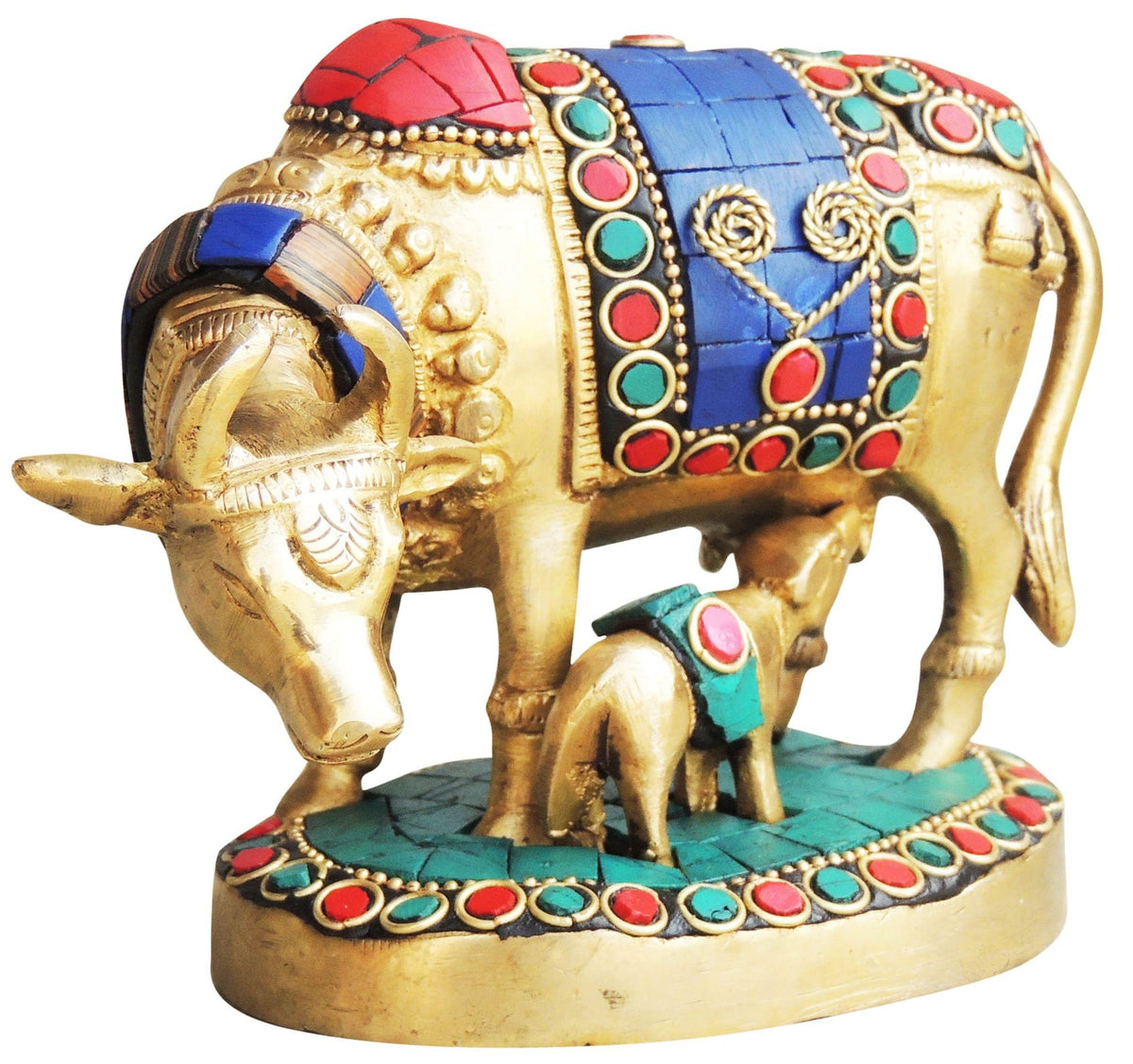 Brass Showpiece Cow Stone Statue - 5.5*2.5*4 inch (BS982 A)