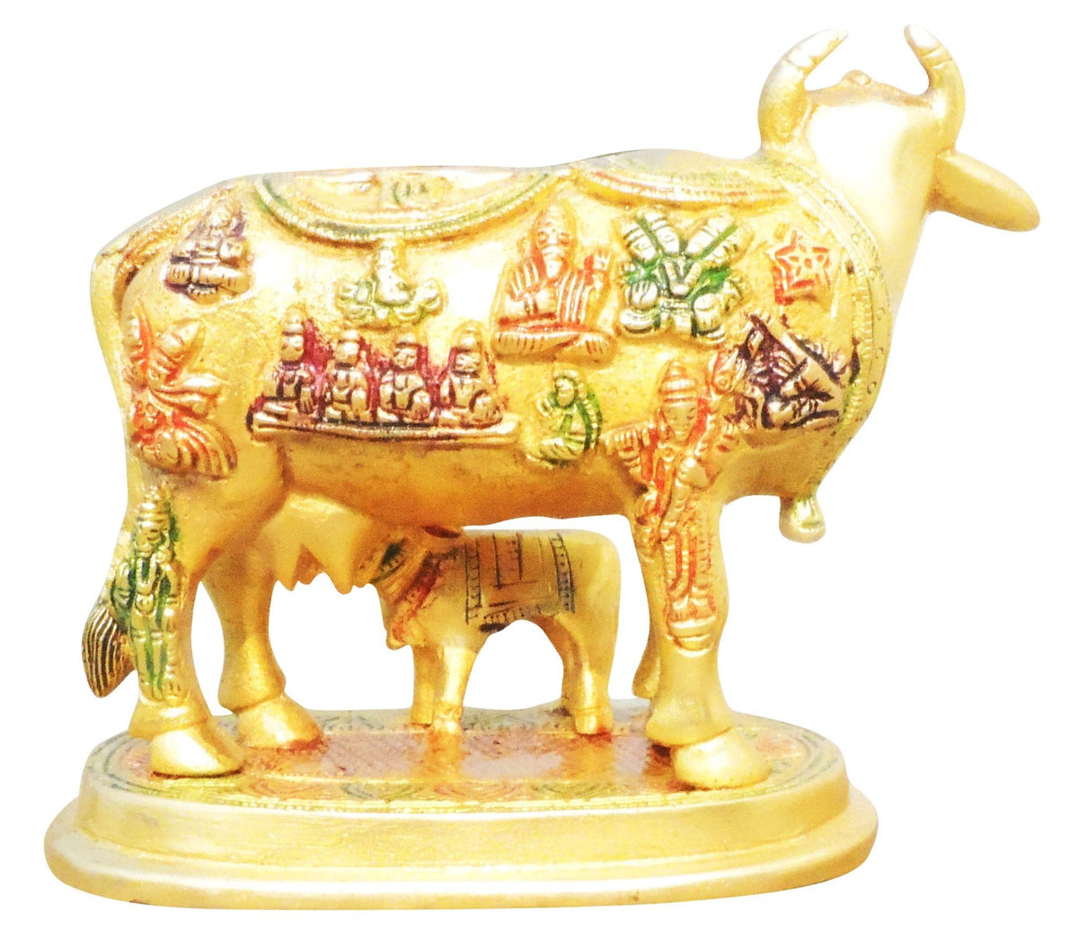 Brass Showpiece Cow With Calf Statue - 6*4*5.5 inch (BS984 A)