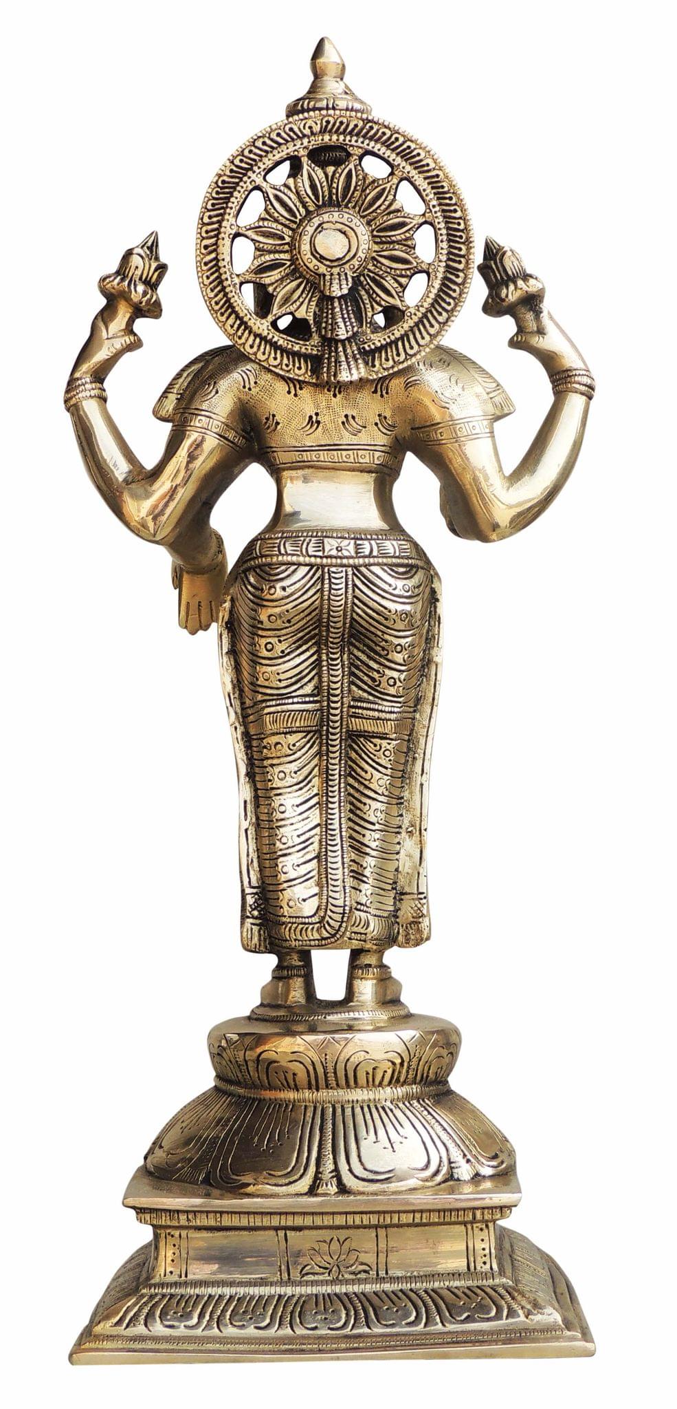 Laxmi Ji Statue With Handwork Brass Antique Finish Decorative Showpiece - 7*5.8*17 inch  (BS985 L)