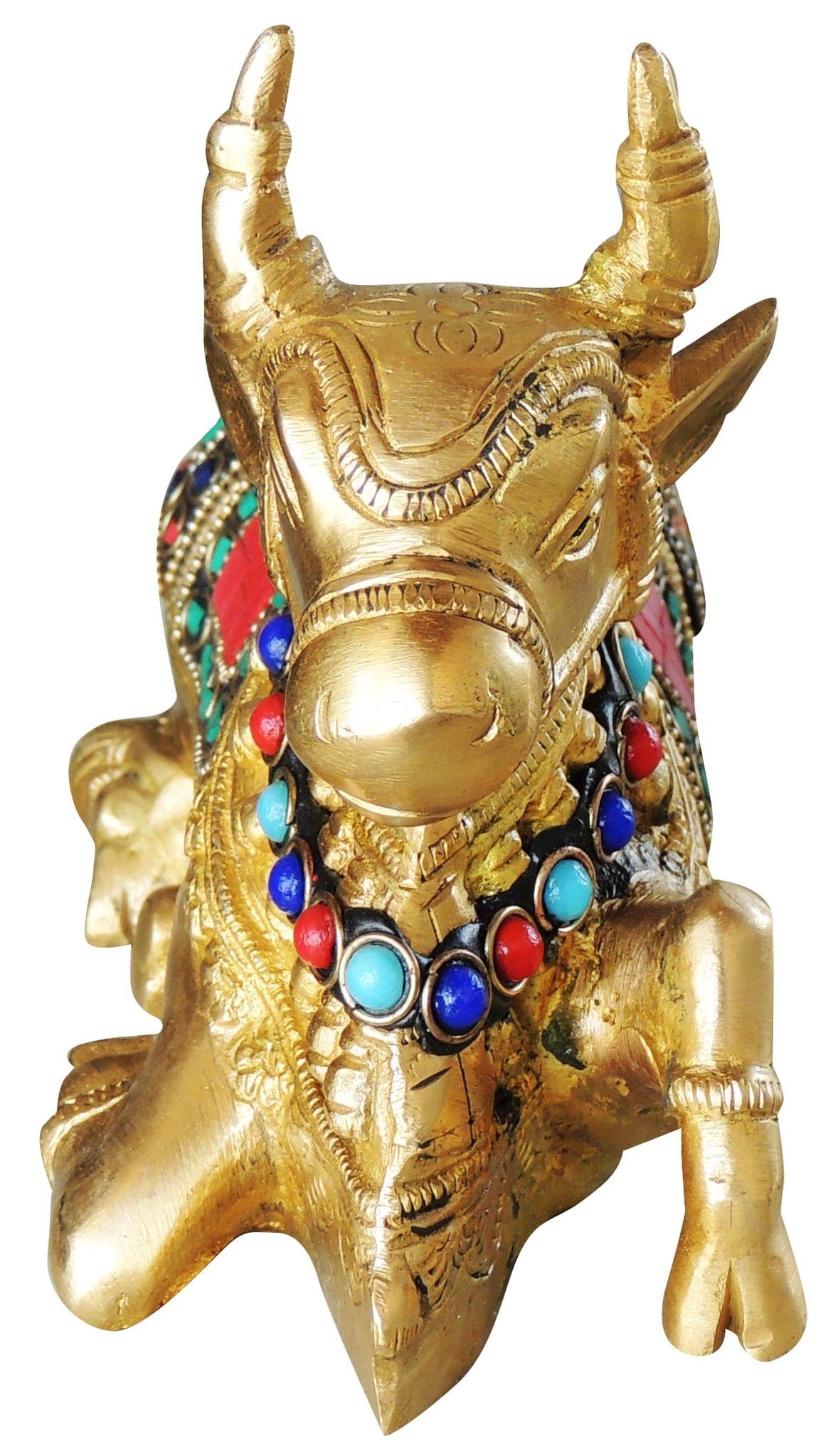 Brass Showpiece Nandi Idol Statue  - 7*3*5 inch (BS998 A)