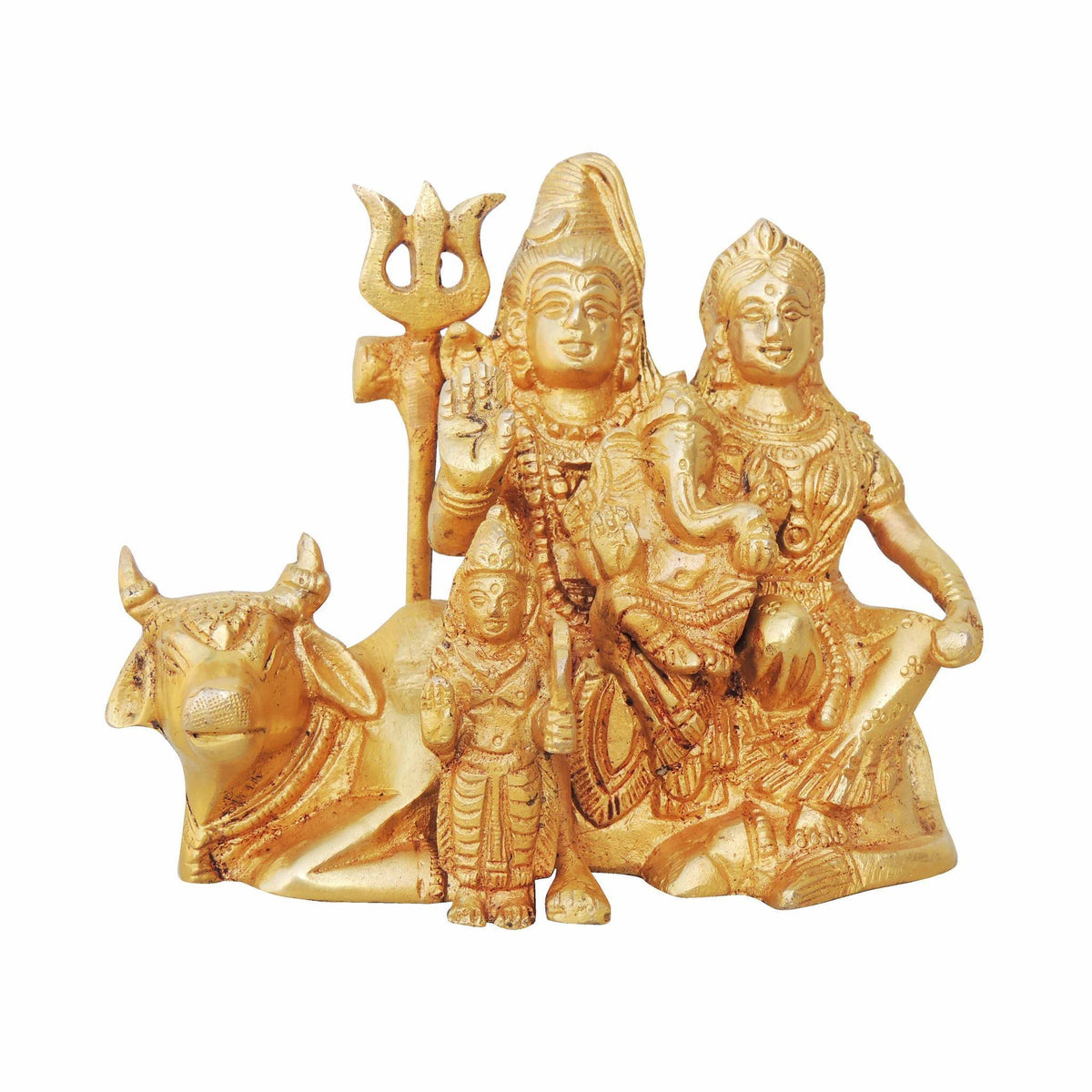 Brass Showpiece Shiv Parivar With Nandi Statue - 6*3*5 Inch (BS754 A)