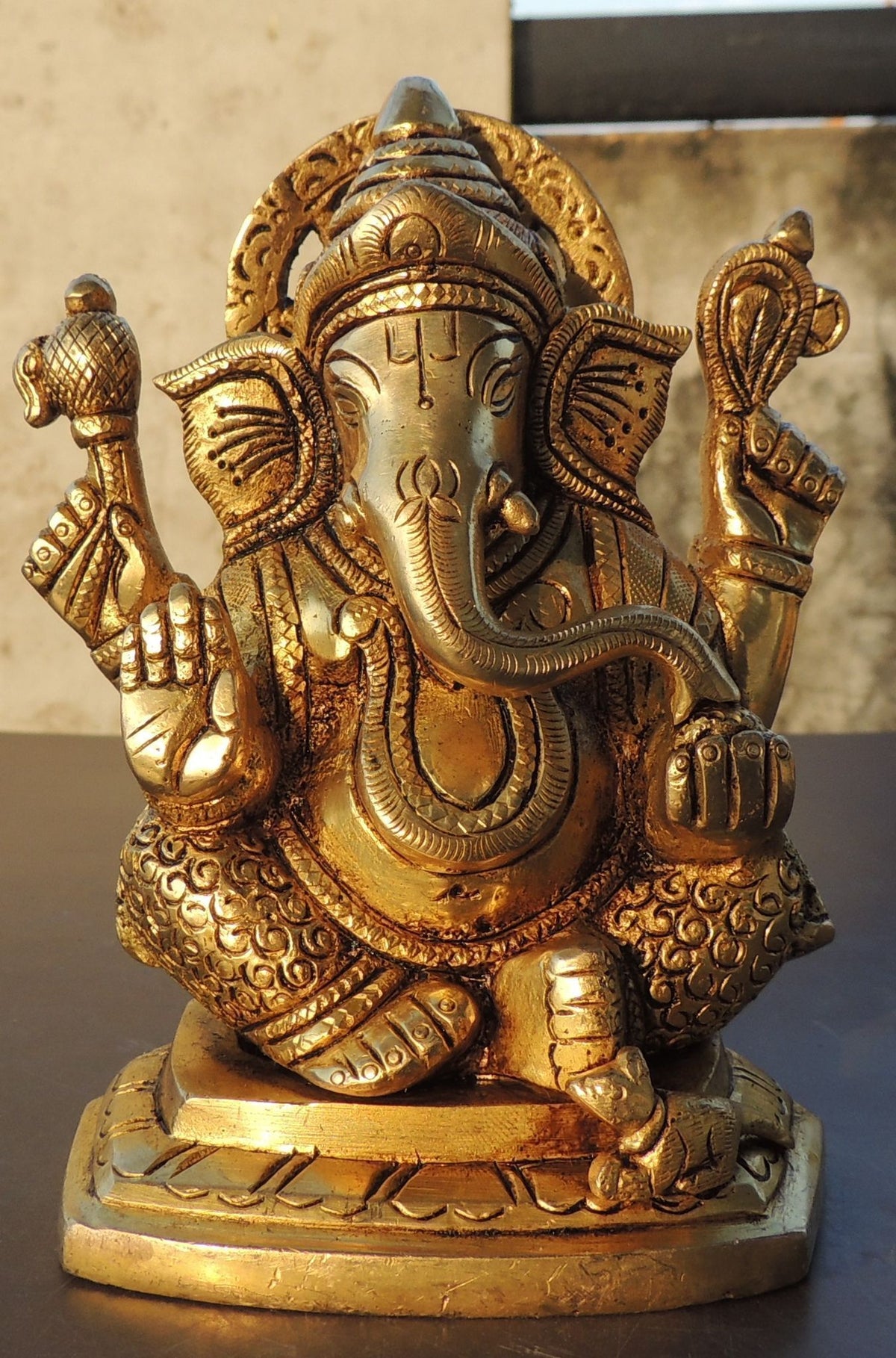 Brass Showpiece Ganesh Ji God Idol Statue - 4.5*2.7*5.5 Inch (BS1780 G)