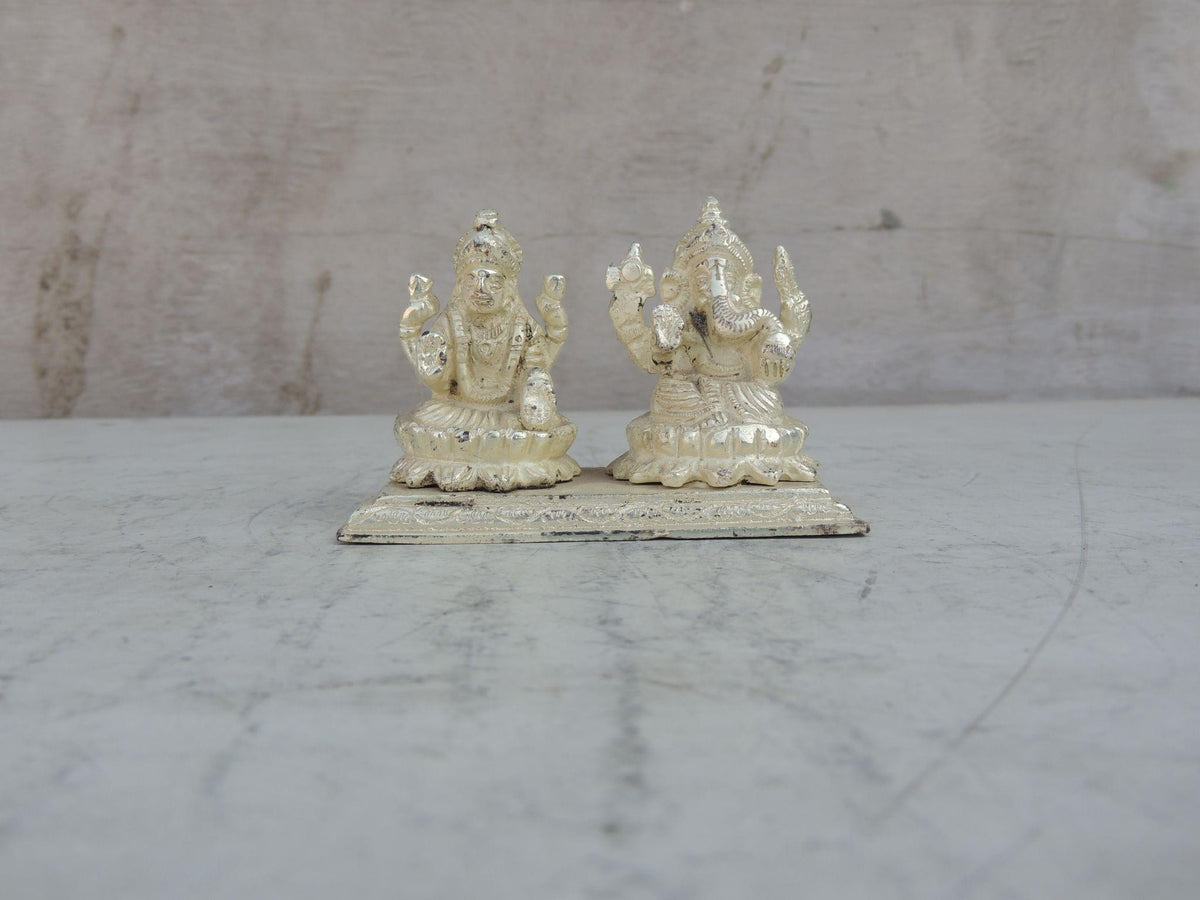 Brass Showpiece Laxmi Ganesh God Idol Statue - 3.7*1.6*2.5 Inch (BS713)