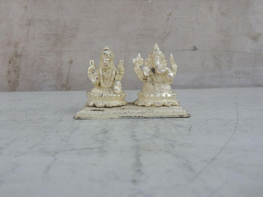 Brass Showpiece Laxmi Ganesh God Idol Statue - 3.7*1.6*2.5 Inch (BS713)