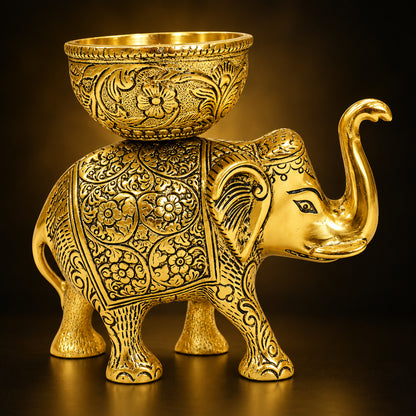 Aluminium Showpiece Elephant Bowl - 6.5*3.2*6 Inch (AS492 C)