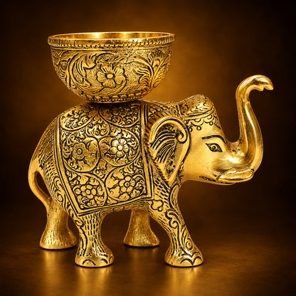 Aluminium Showpiece Elephant Bowl - 6.5*3.2*6 Inch (AS492 C)