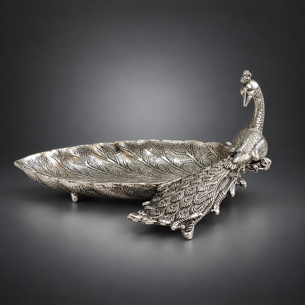 Aluminium Showpiece Peacock Plate - 12*7*5.5 Inch (AS508 S)