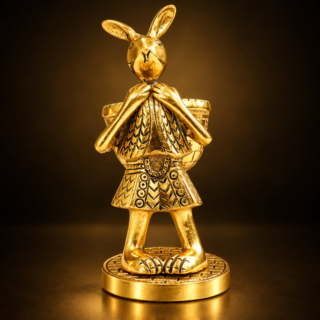Aluminium Showpiece Rabbit Basket - 5*3.5*8 Inch (AS494 G)