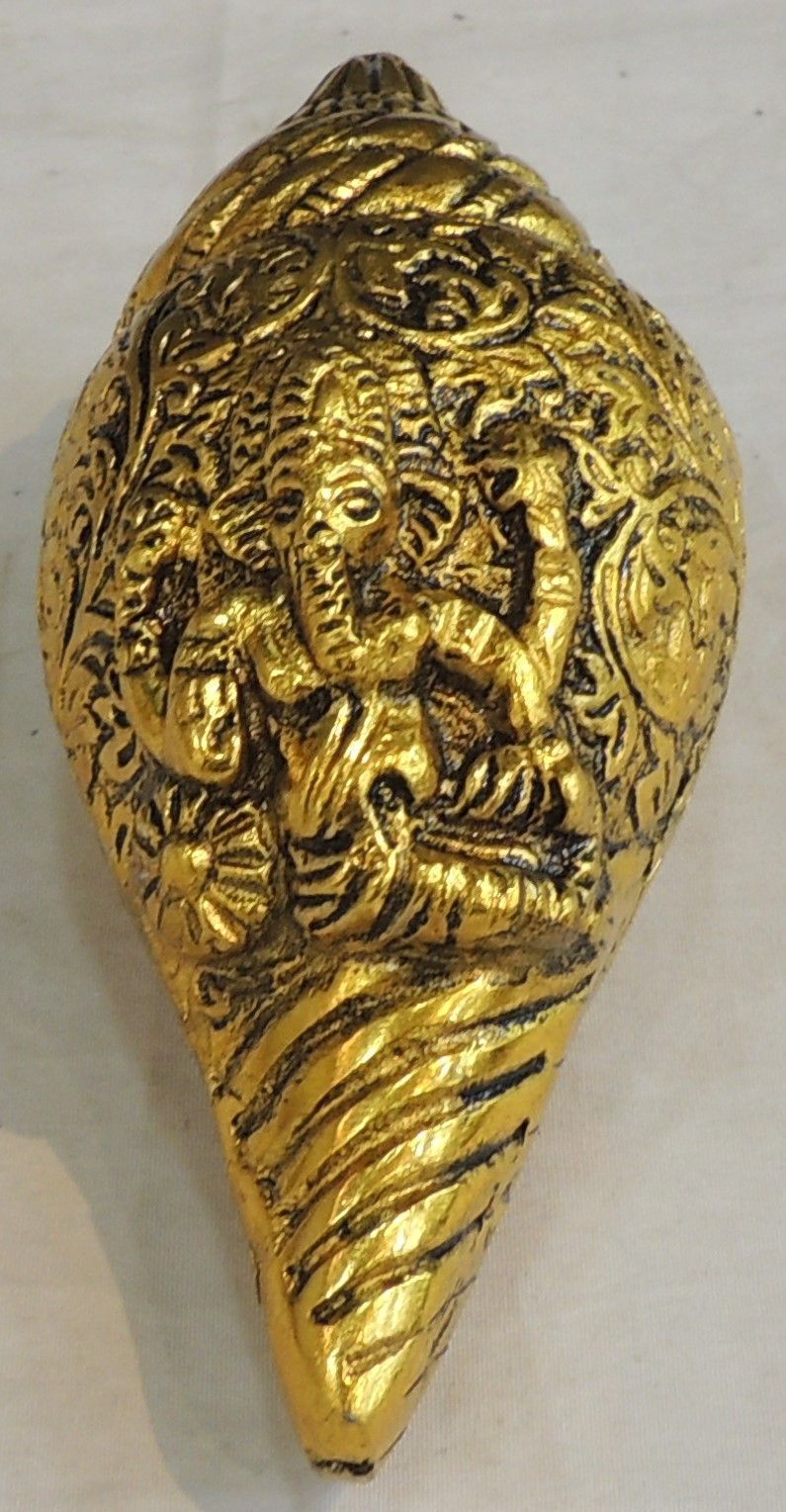 Aluminium Showpiece Shank Ganesh - 5*2*2 Inch (AS507 G)