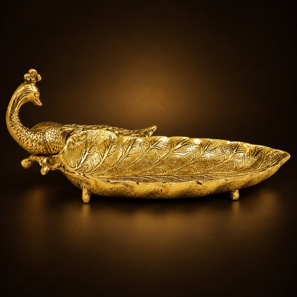 Aluminium Showpiece Peacock Plate - 12*7*5.5 Inch (AS508 G)