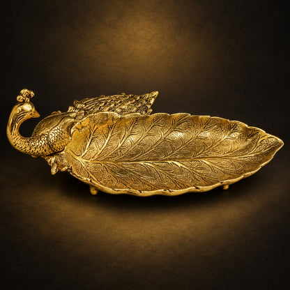 Aluminium Showpiece Peacock Plate - 12*7*5.5 Inch (AS508 G)