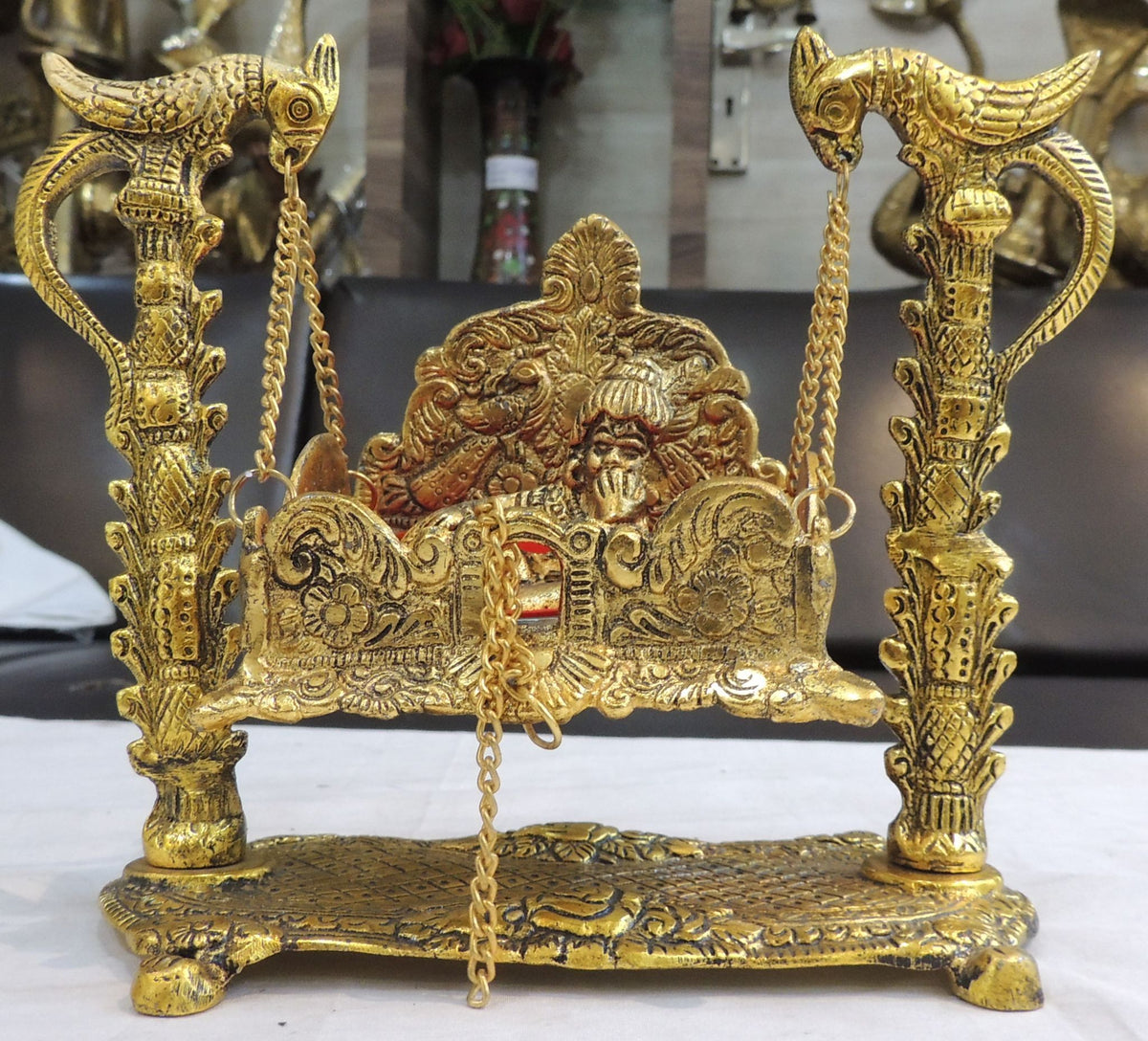 Aluminium Showpiece Peacock Jhula - 8*3*6.5 Inch (AS426 N)