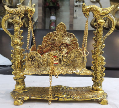 Aluminium Showpiece Peacock Jhula - 8*3*6.5 Inch (AS426 N)