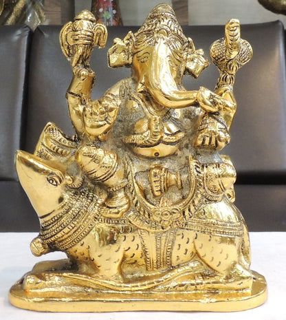 Aluminium Showpiece Ganesh Ji - 7*4*8 Inch (AS502 G)