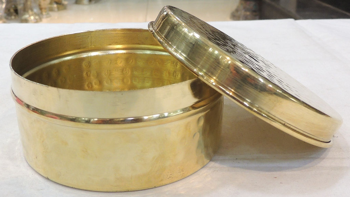 Brass Laddu Box - 4*4*2 Inch (Z645 B)