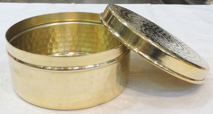 Brass Laddu Box - 5.2*5.2*2.5 Inch (Z645 D)