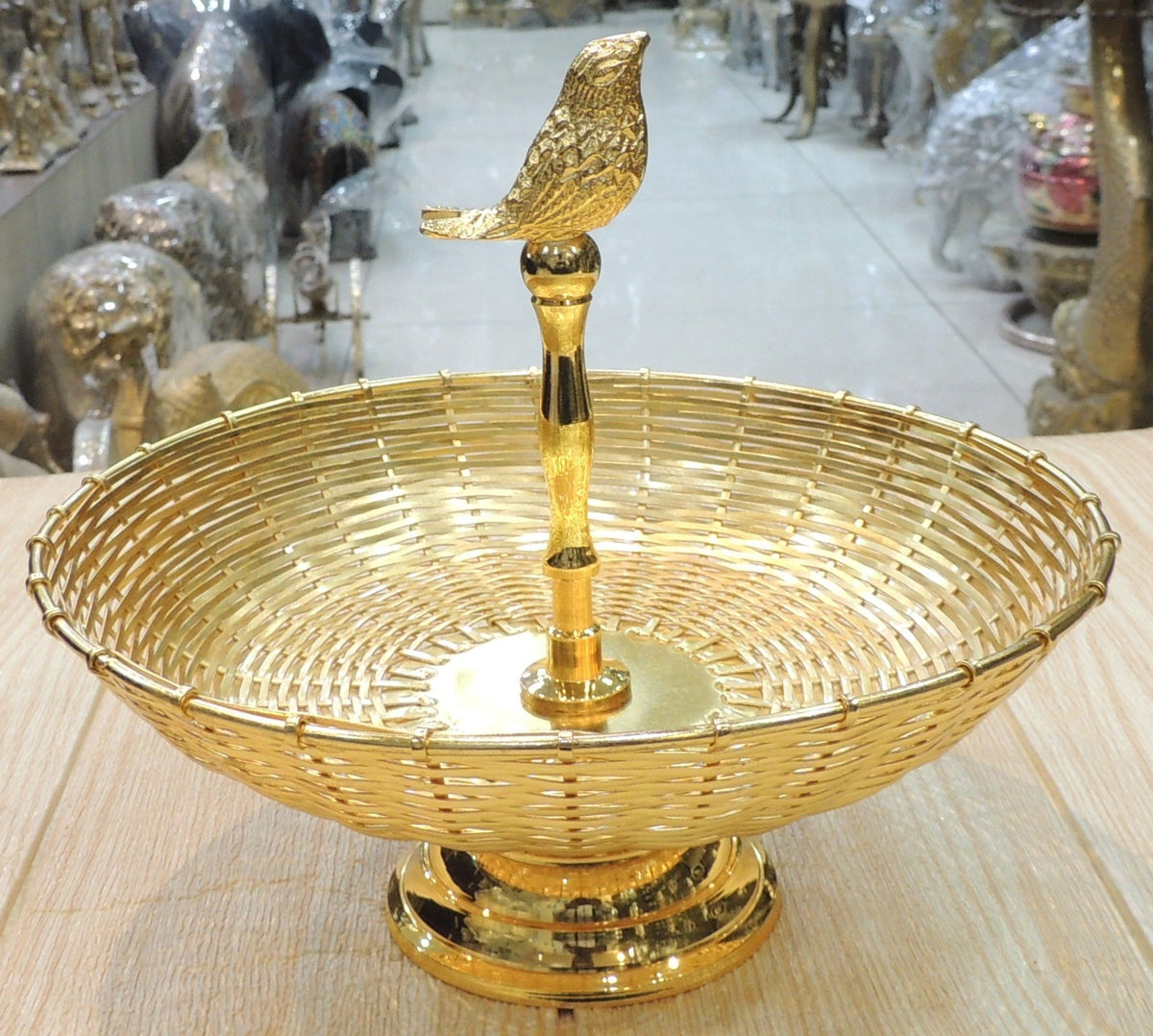 Brass Showpiece Wire Netting Bowl Diwali Gifting Item - 8.5*8.5*7 Inch (B313 A)