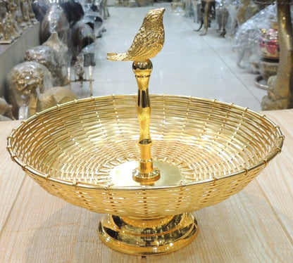Brass Showpiece Wire Netting Bowl Diwali Gifting Item - 8.5*8.5*7 Inch (B313 A)