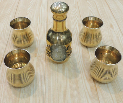 Brass Showpiece Antique Jug With 4 Glass Diwali Gifting Item - 2.5*2.5*6.5 Inch (B309 A)