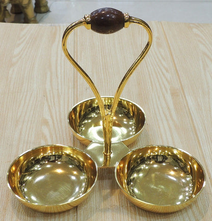 Brass Showpiece 3 Bowl Holder Diwali Gifting Item - 6.5*6.5*6 Inch (B311 A)
