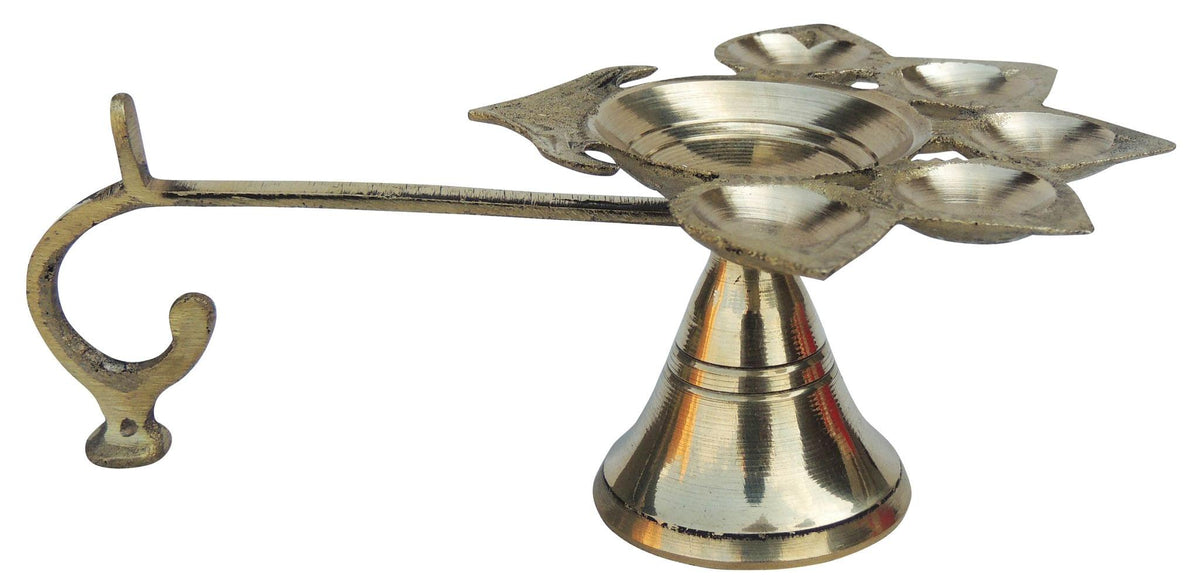 Brass Table Decor Oil Lamp Deepak 5 Wicks   - 5.8*4.1*2.2 inch (F317 B)