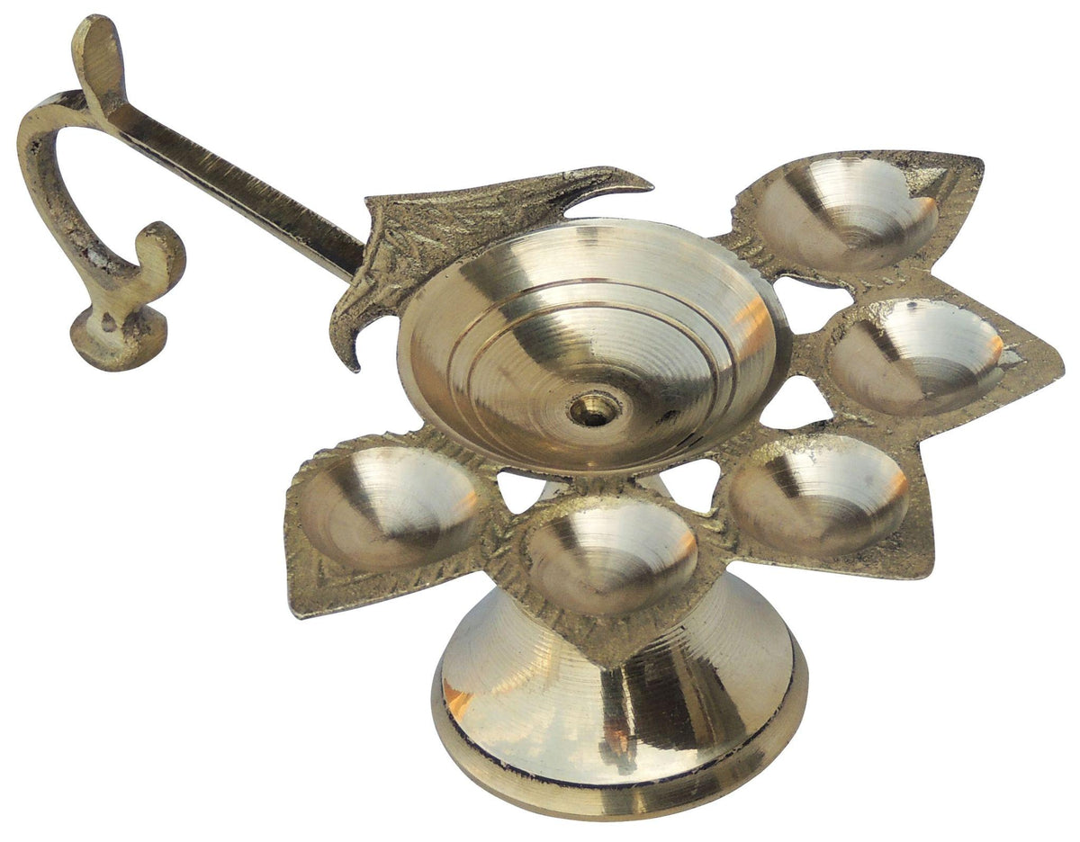 Brass Table Decor Oil Lamp Deepak 5 Wicks   - 5.8*4.1*2.2 inch (F317 B)